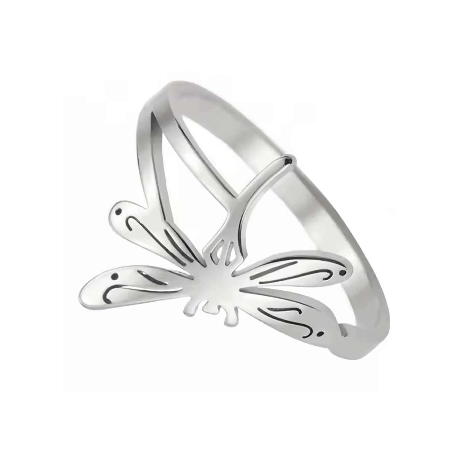 Dragonfly Ring Womens Silver 316L Stainless Steel Garden Insect Band Boho