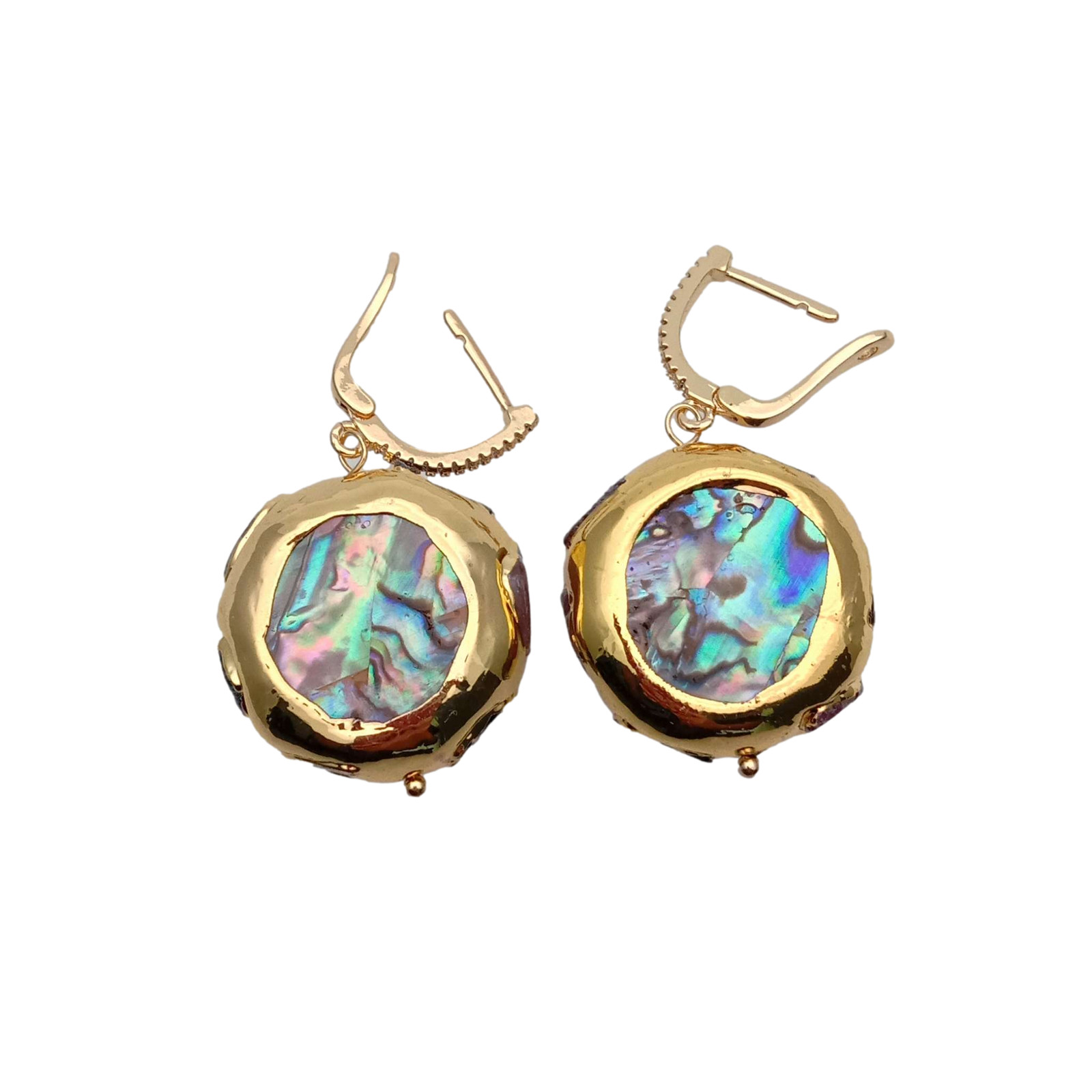 Abalone Tourmaline Rough Earrings Abalone Shell Earrings Fashion Jewelry Gift