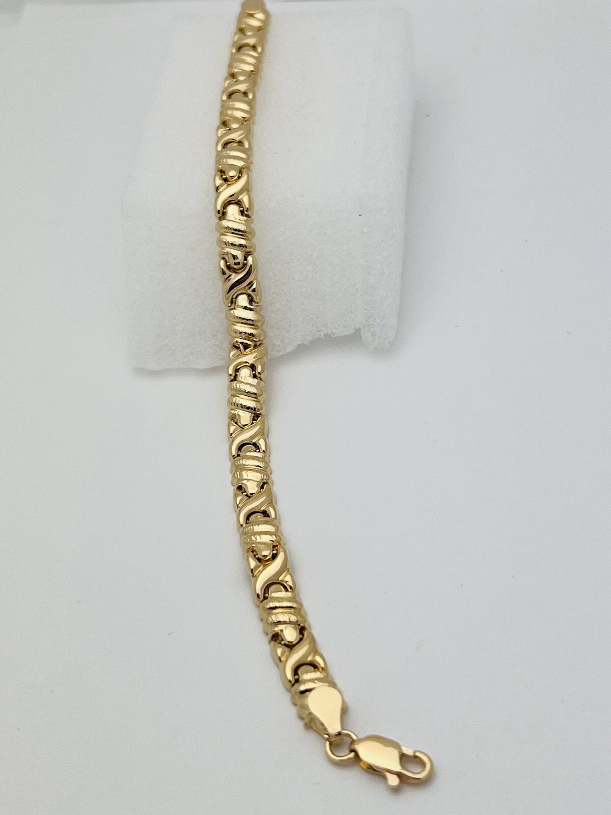 DaneCraft 24KT Gold Over 925 Sterling Silver 9.1 Gram Textured X Bracelet 6 3/4”