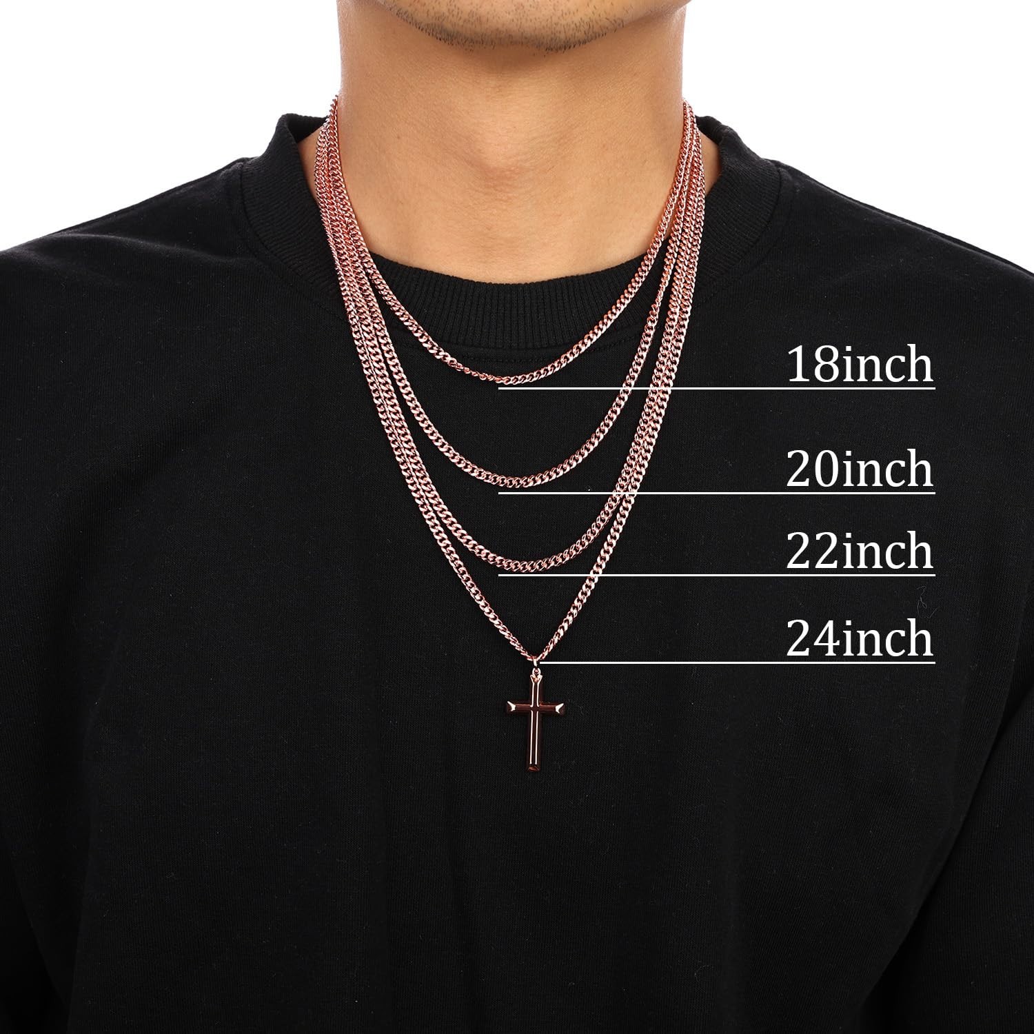 Copper Cross Necklace for Men & Boys – 99.9% Pure Copper Pendant & Chain, 18″-24