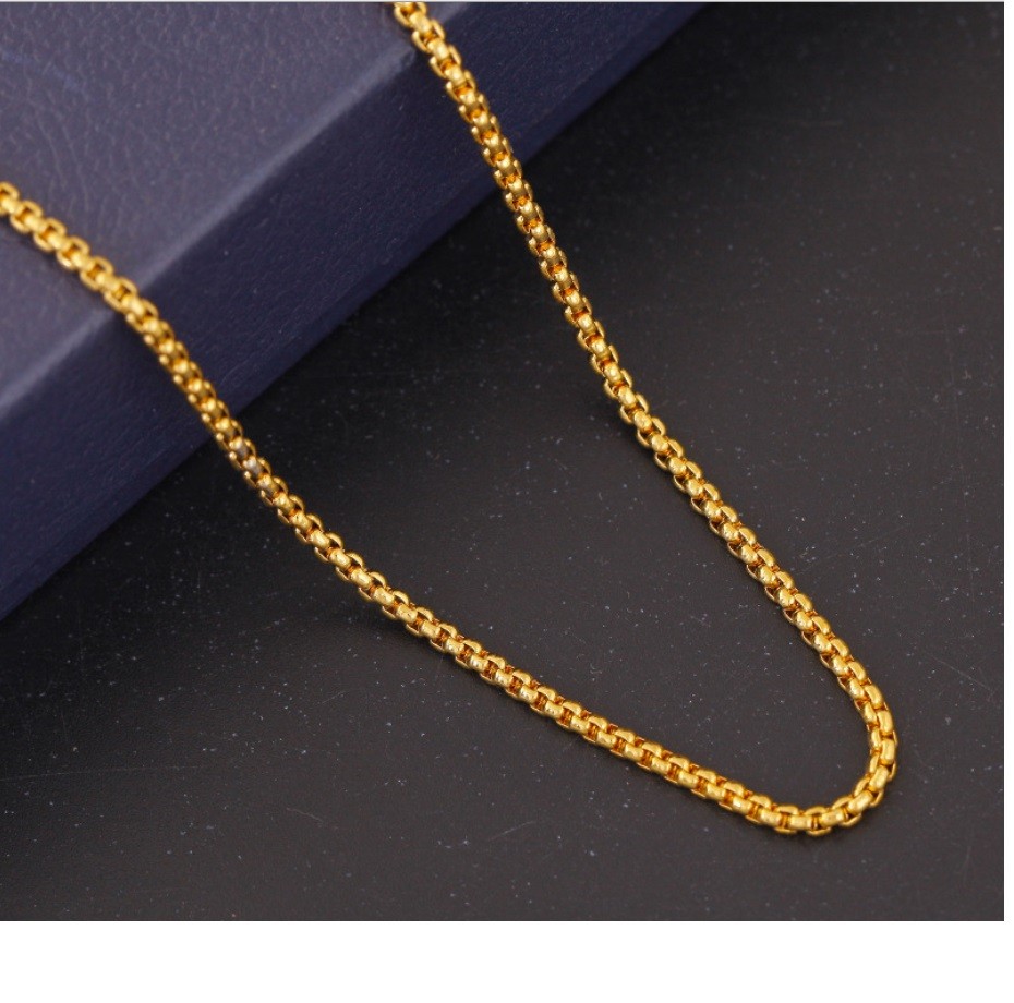 Round Box Chain Necklace/18K YELLOW Gold Filled/Tarnish-Free/Lead-Free/4mm thick
