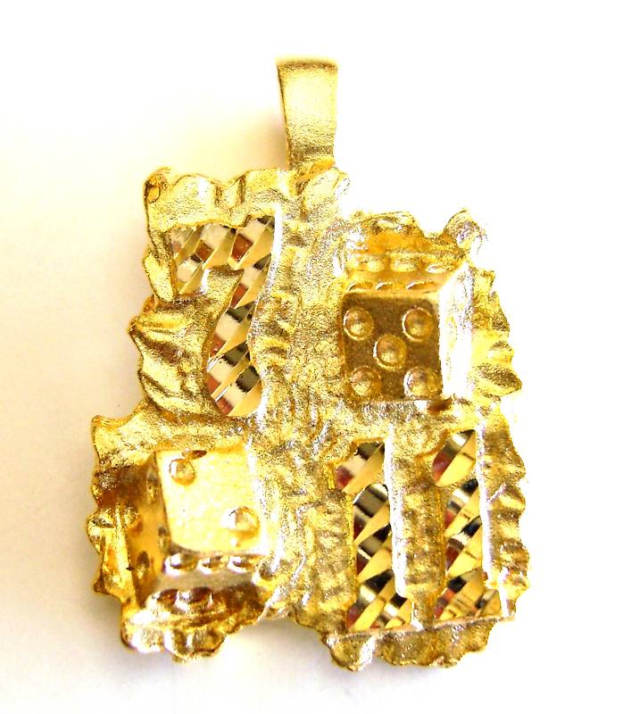 7/11 Good Luck Dice Pendant Gold Plated Nugget Charms For Necklaces & Bracelets