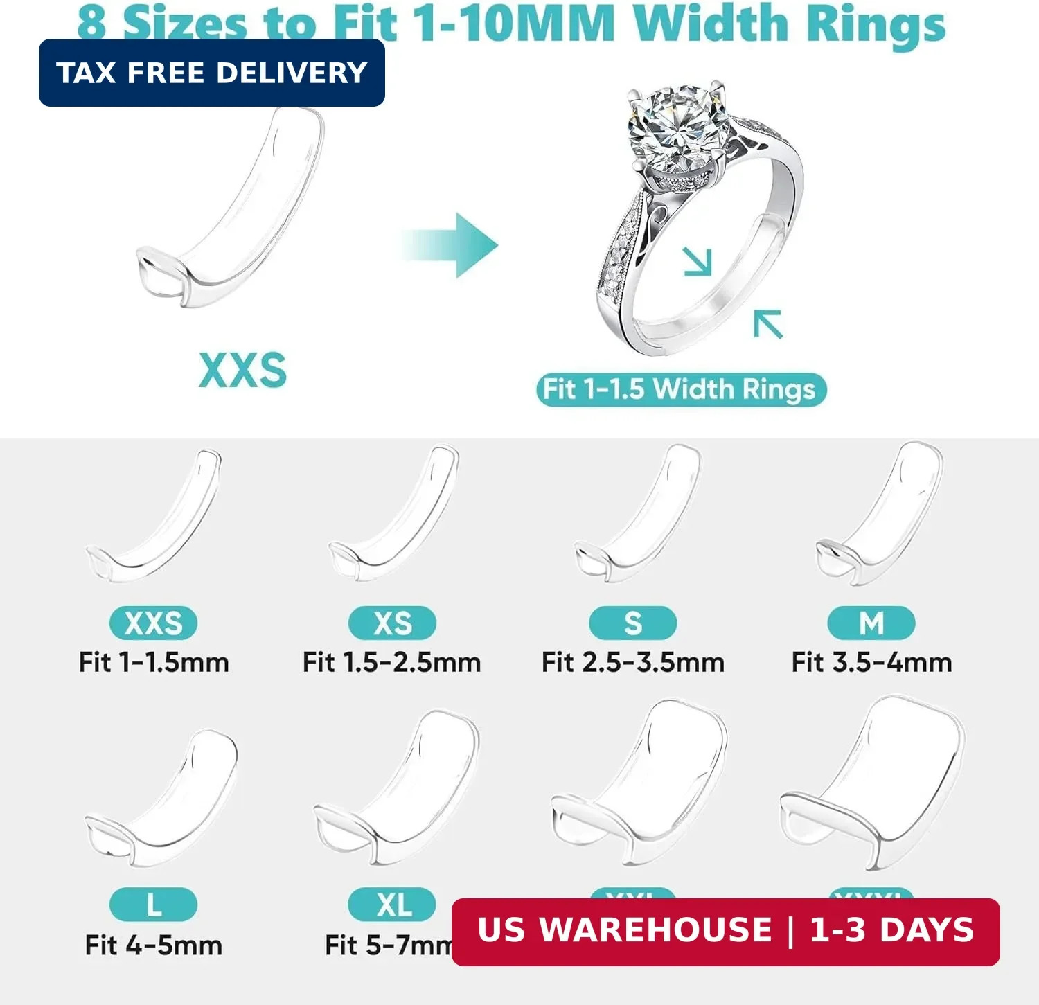 Invisible Ring Size Adjuster for Loose Rings Ring Adjuster Fit Any Rings, Assort