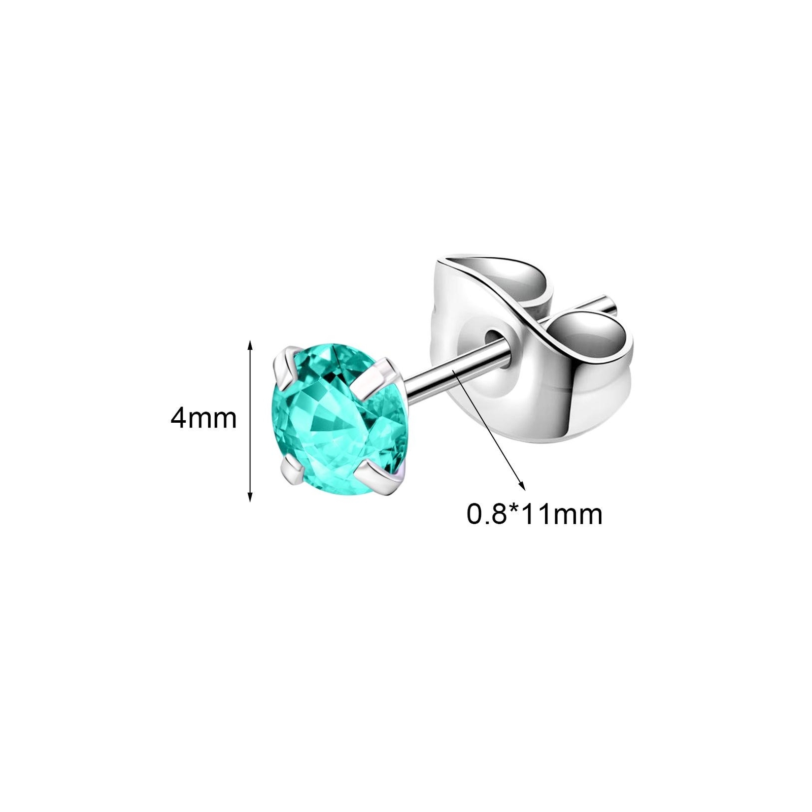 1 Pair 20G Stainless Steel Stud Earrings CZ Ear Studs Cartilage Piercing Jewelry