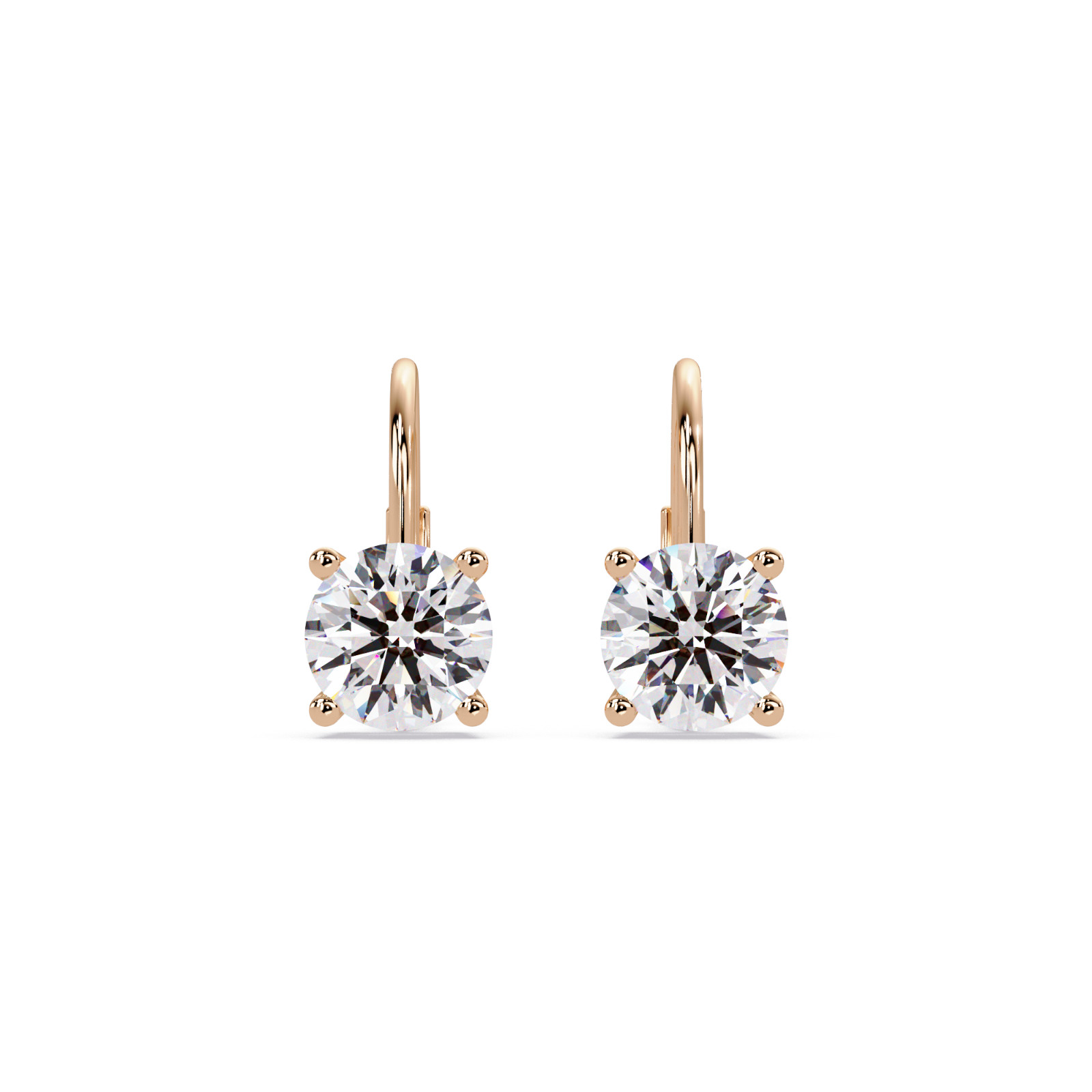 1.00 CTW Round Lab Grown Diamond Lever Back Earrings VVS2 925 Sterling Silver