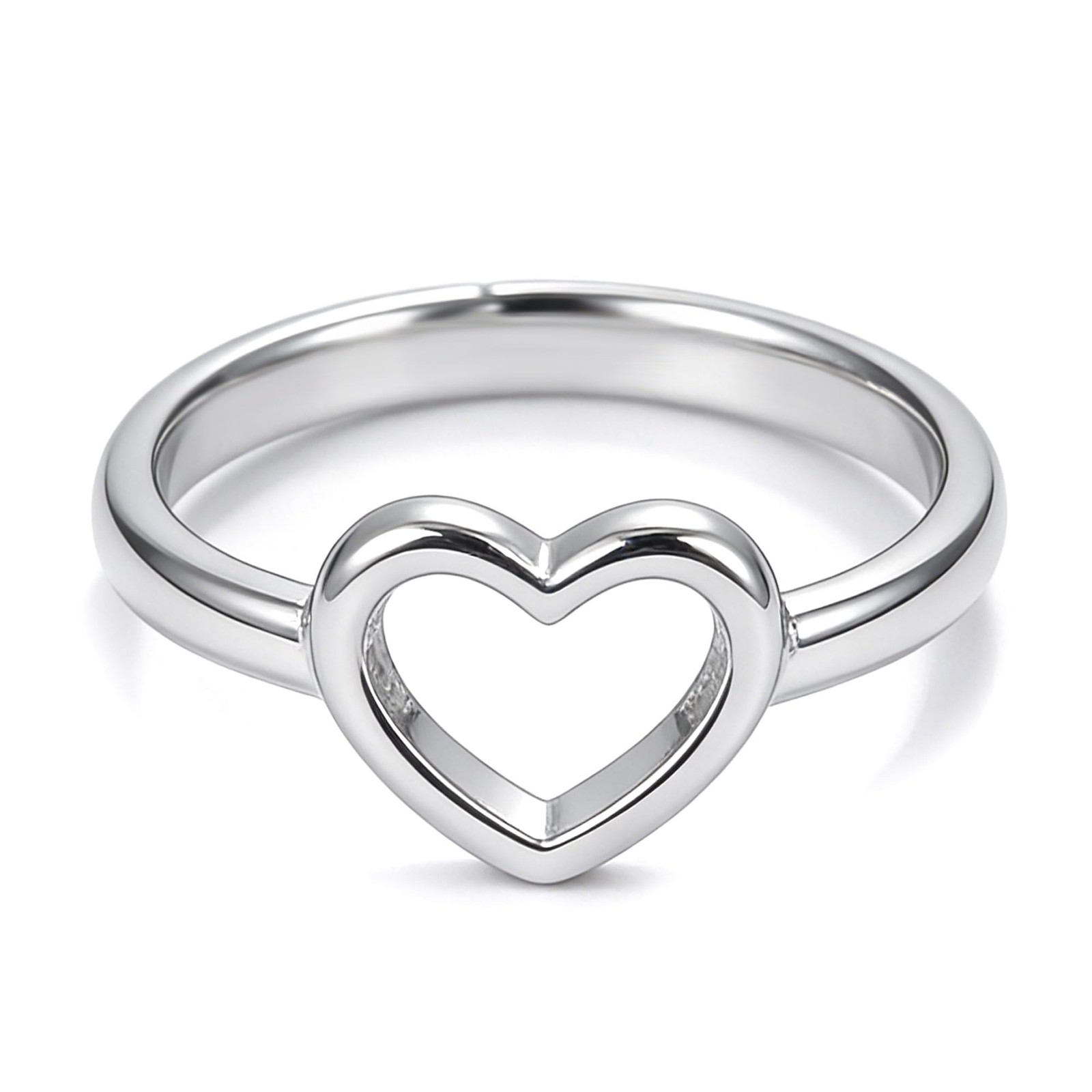 18K Gold Plated Open Heart Promise Ring for Women, Minimalist Stackable Jewelry