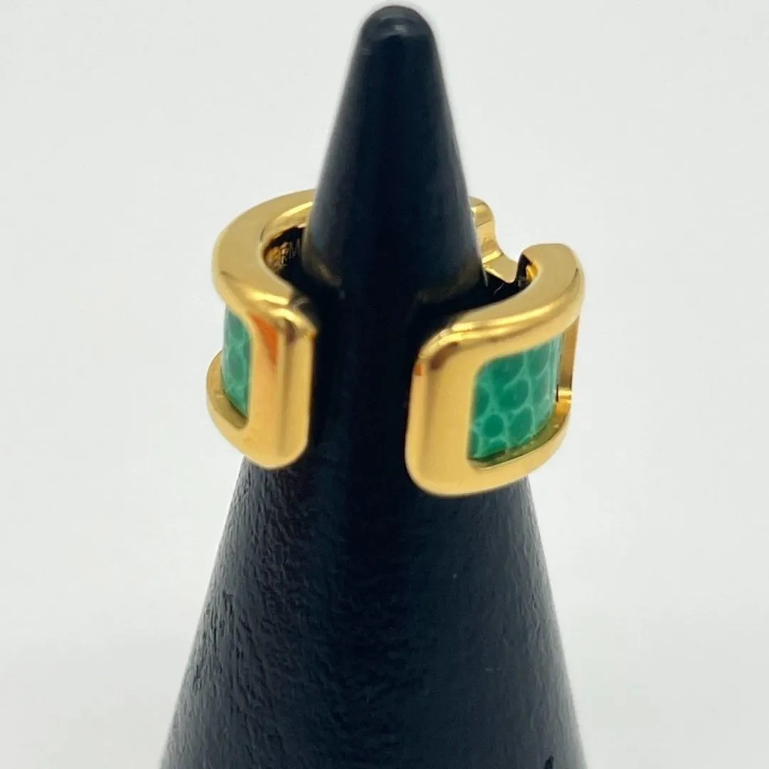 HERMES Olympe Ear Cuff Gold x Green GP with Box