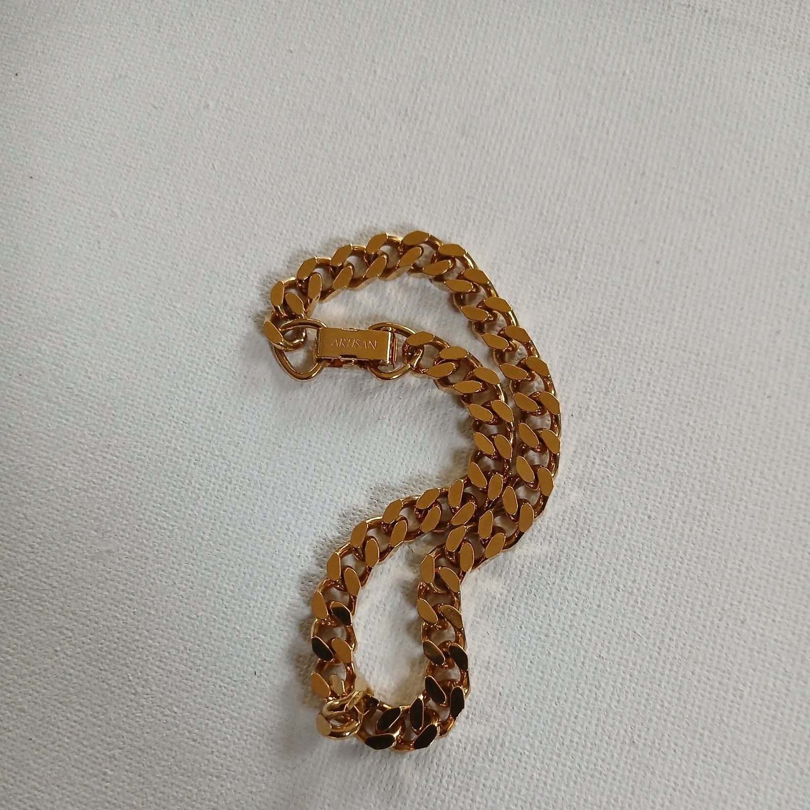 Vintage Amway Curb Link Bracelet 8” Gold Tone Brushed & Polished Unisex