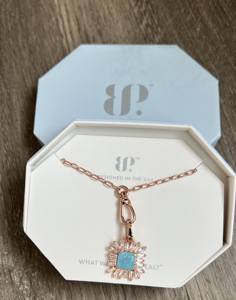 Bomb Party necklace aquamarine rose gold Never not beaming NK53693