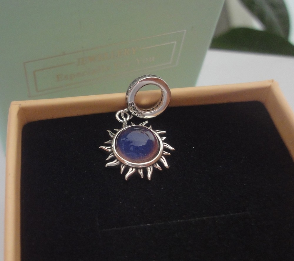 Sun Mood Stone Pendant 925 Sterling Silver Fashion Jewelry