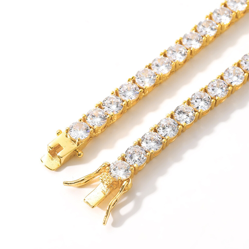 6″-24″ Hip Hop Necklace Bracelets 5A CZ Diamonds Real Gold Plated Tennis Chain
