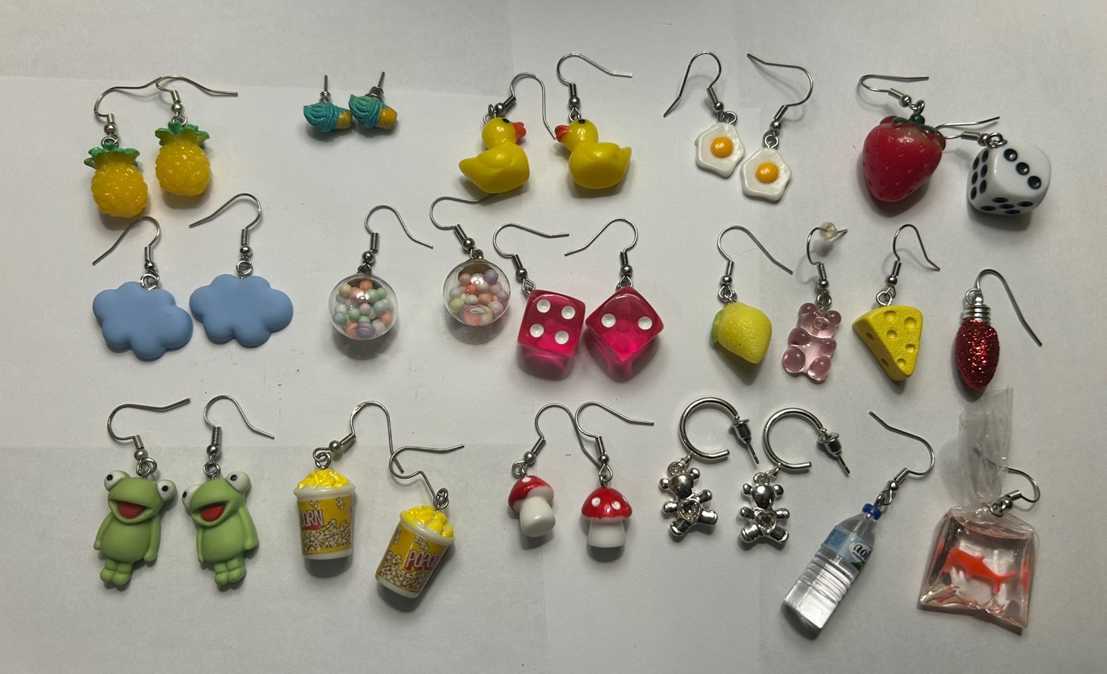 lot of 11 Novelty earrings sets + 8 extras. Some sterling silver