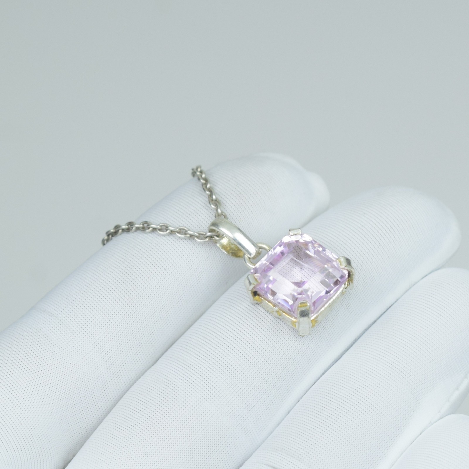 20Ct 925 Sterling Silver Kunzite Pendant, Beauty Pink Necklace Gift For Wife,