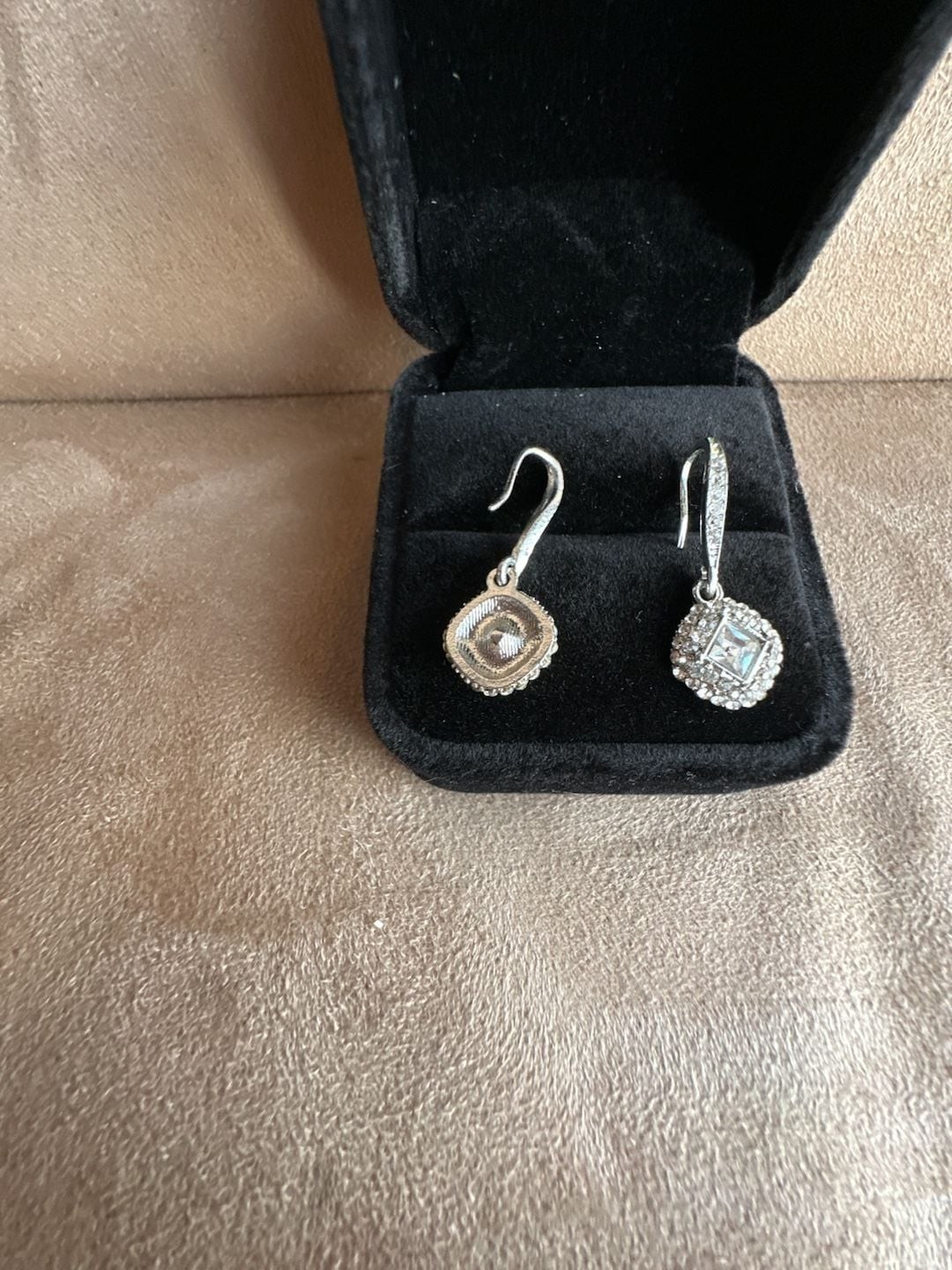 Anne Klein Silver-Tone Cubic Zirconia Halo Drop Earrings