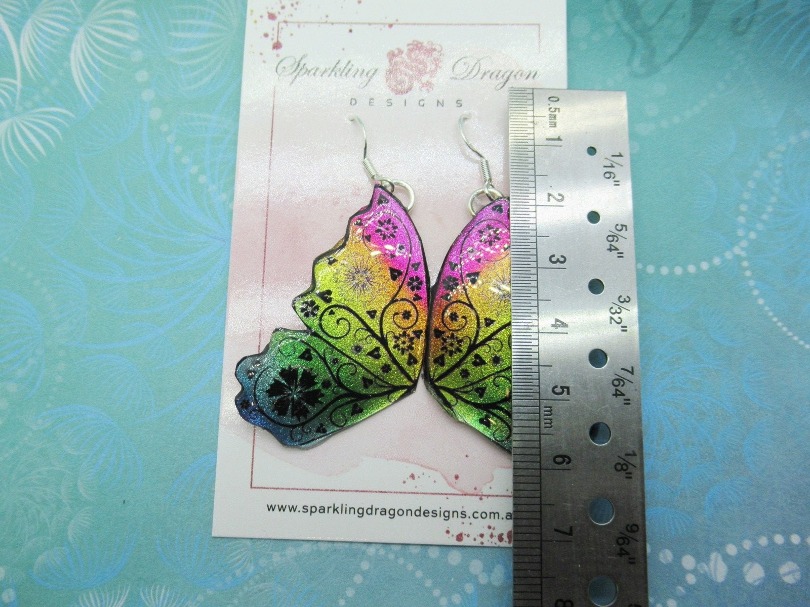 Butterfly Double Wing Earrings Rainbow – Fairy Jewellery Fun Gift for her,