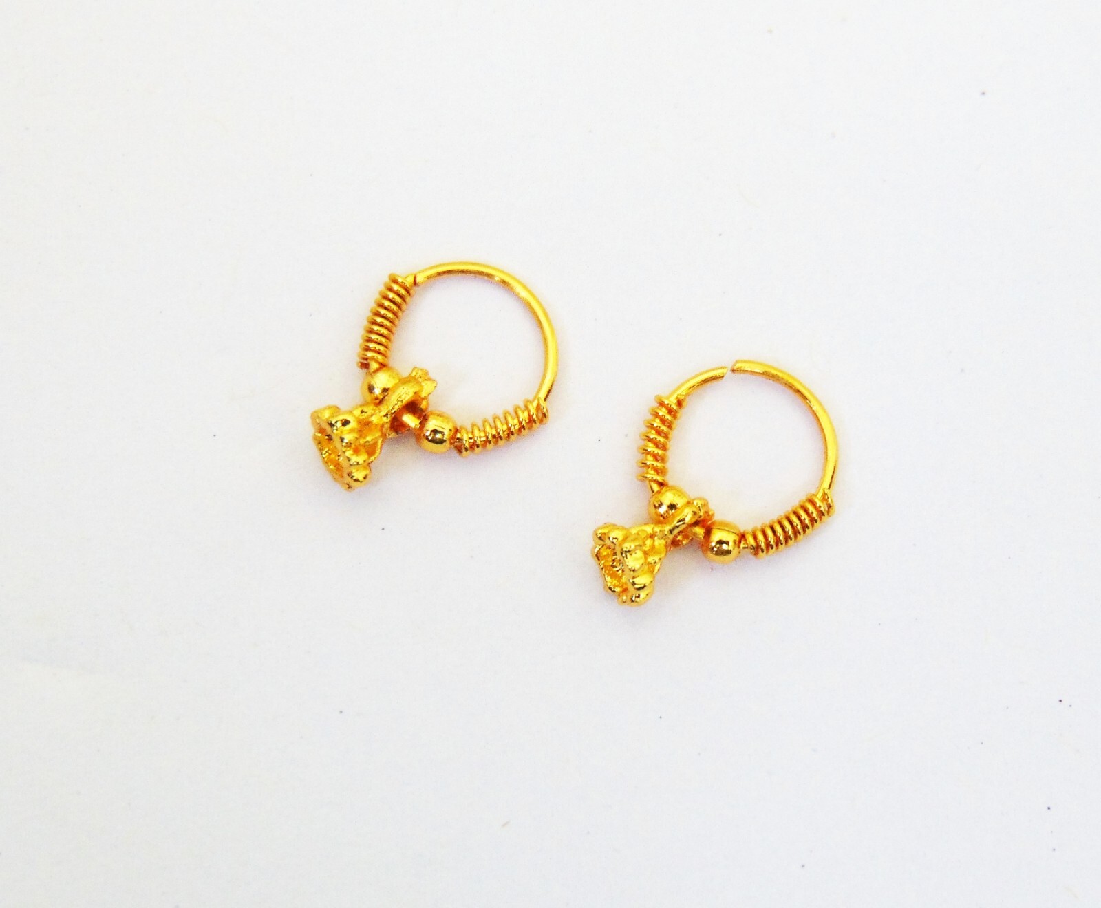 22K Gold Plated Hoop Indian Bali Earrings Small Jhumki Earrings Girls Jewelry