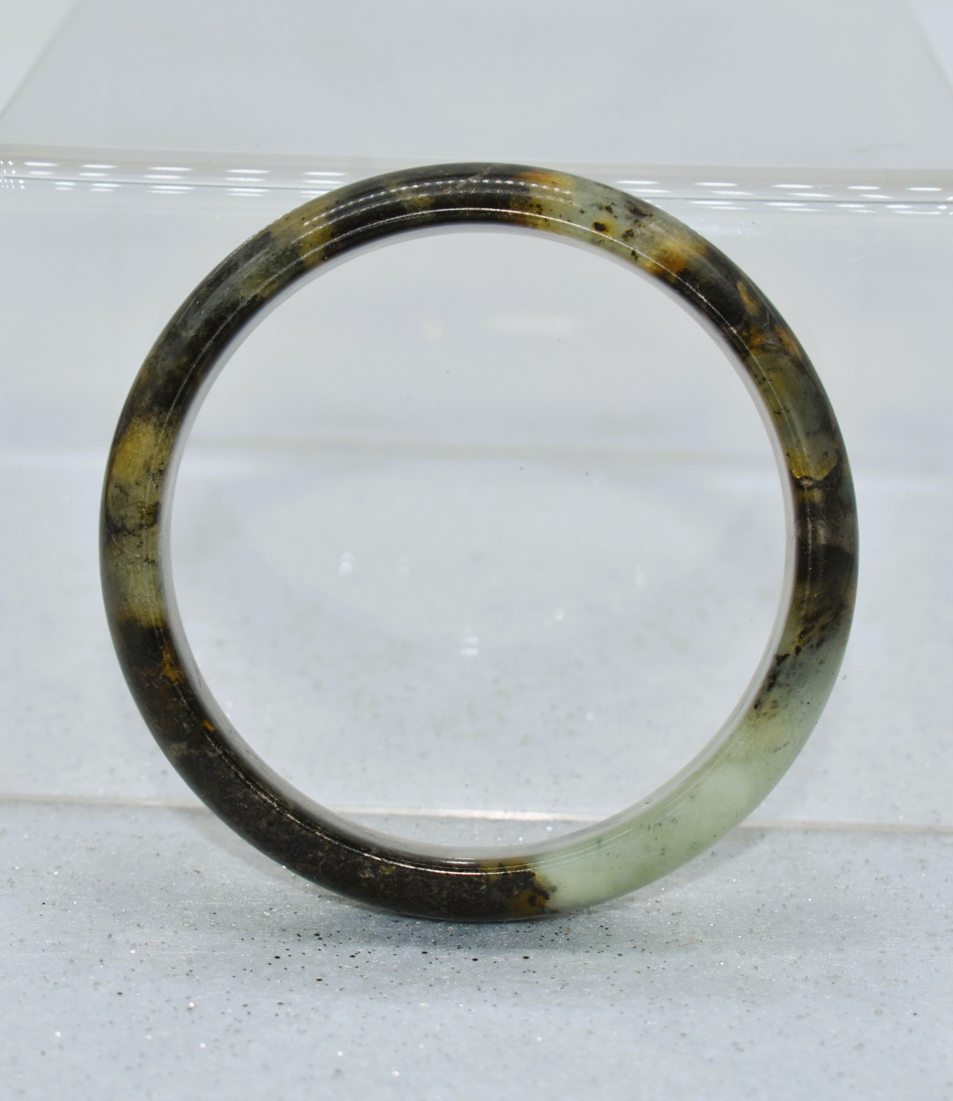 Green Jadeite 15 mm Solid Bangle Bracelet 7 inch