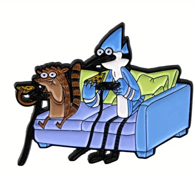Regular Show Rigby And Mordecai On A Couch Metal/Enamel 1.5″ x 1.3″ Pin