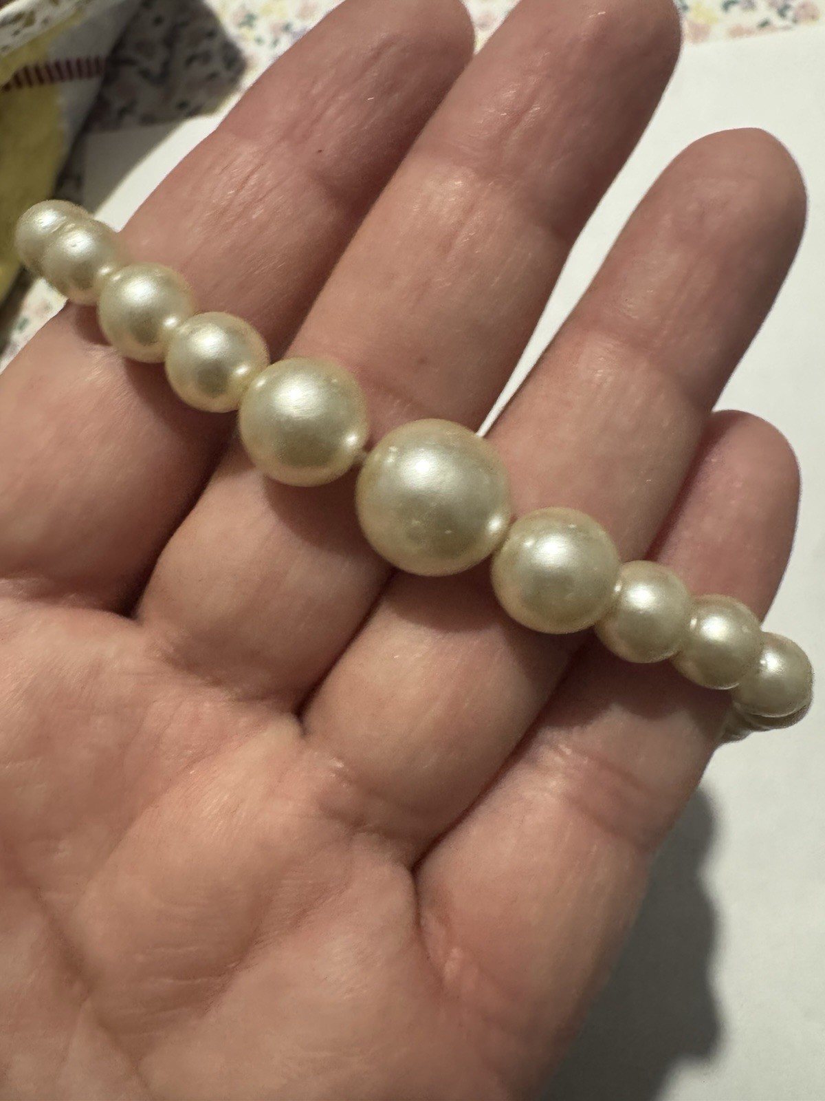 Short Length Cream Faux Pearl Beads Adjustable Necklace