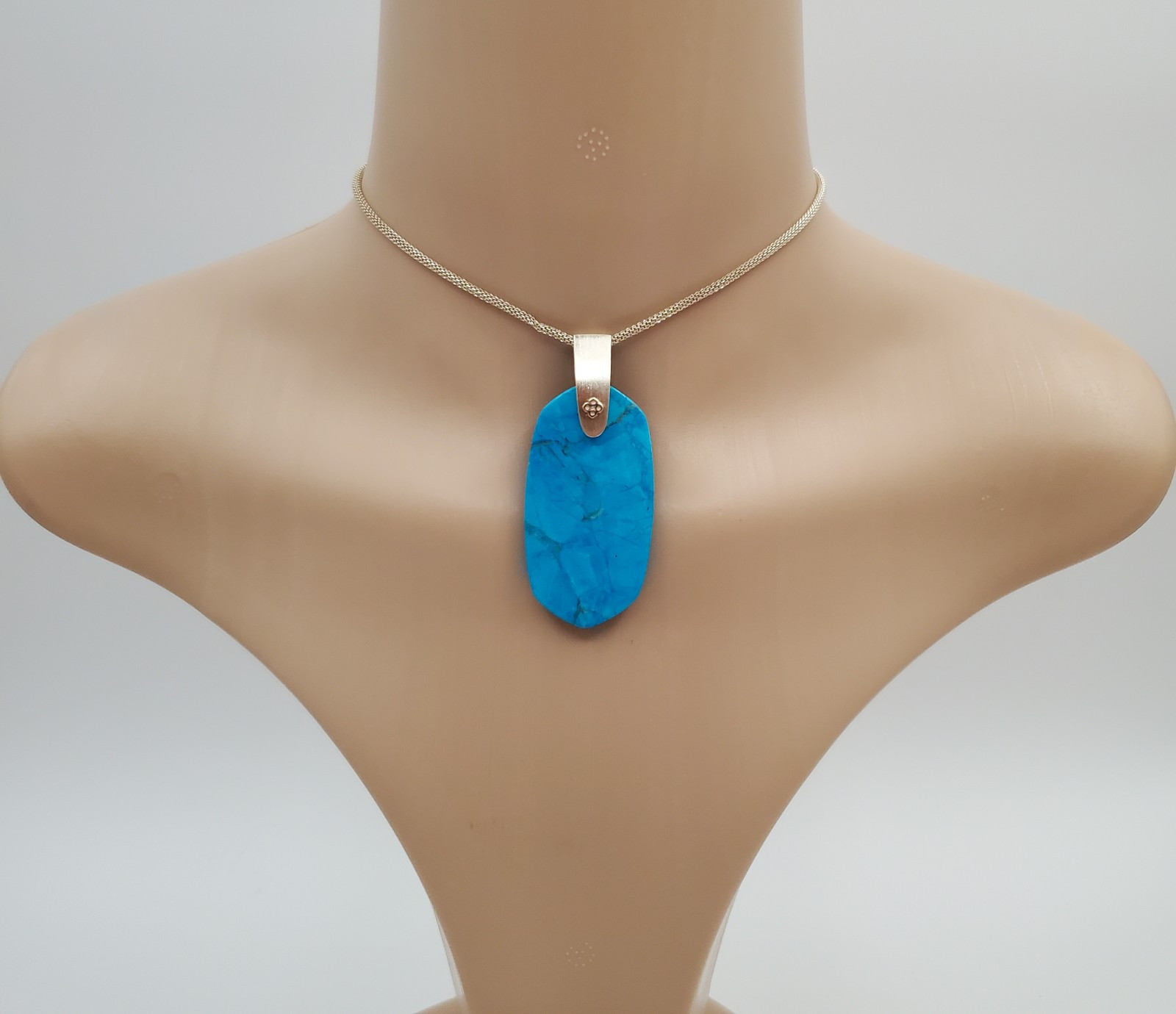 Kendra Scott Necklace 30in Gold Plate Aqua Howlite Inez Pendant Back Chip READ