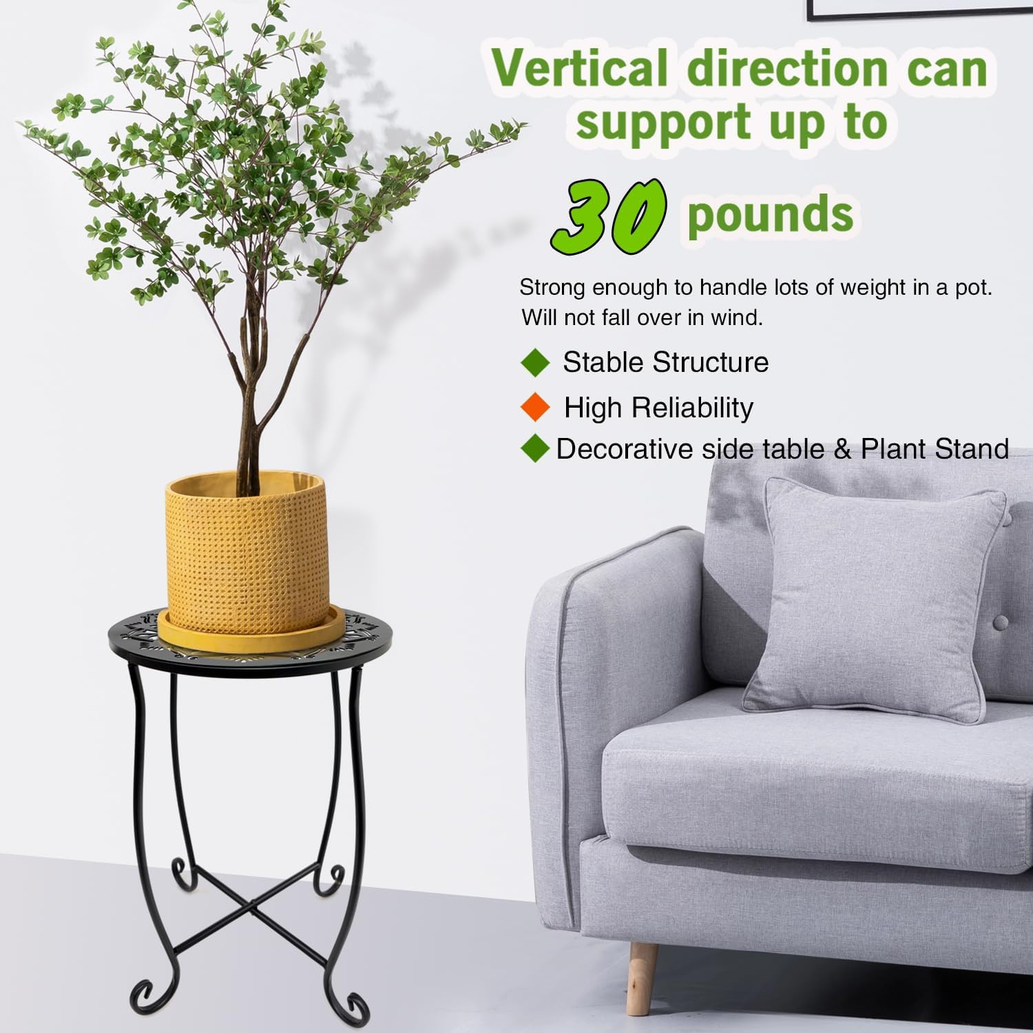 Side Tables for Small Space, Metal Outdoor Indoor round Side Table, Small End Ta