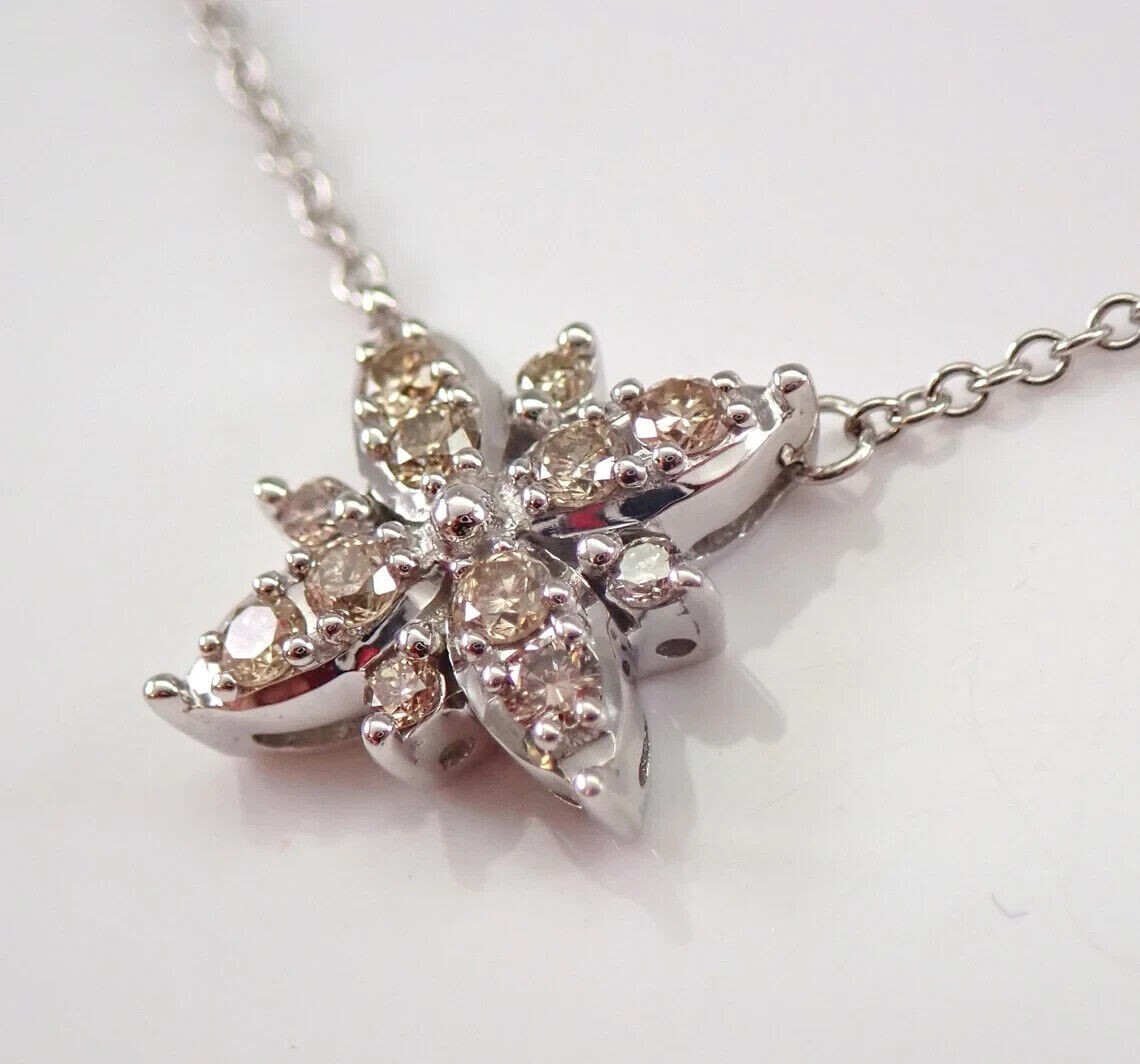 14k White Gold Plated 2.25Ct Round Cut Simulated Diamond Snowflake Pendant Chain