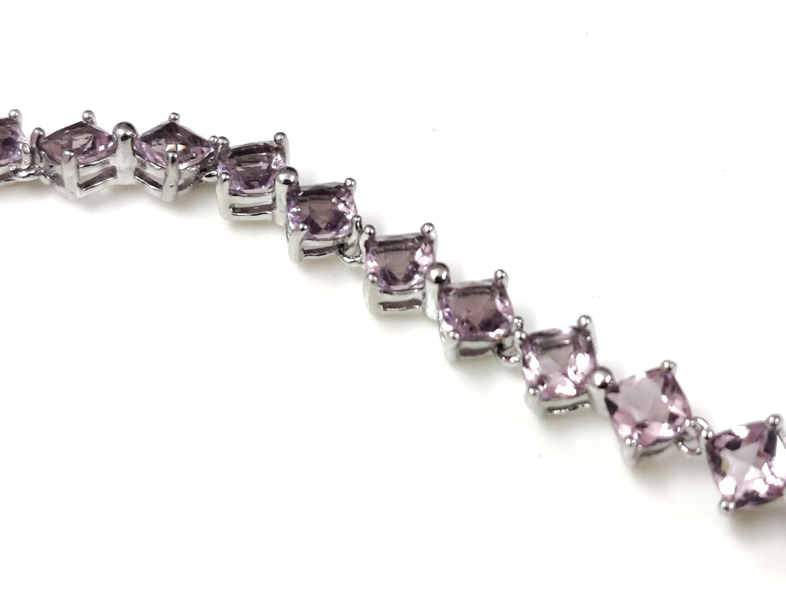 Rare Pink Amethyst Quartz Square Cut Showstopper Jewelry Tennis Bracelet 7″
