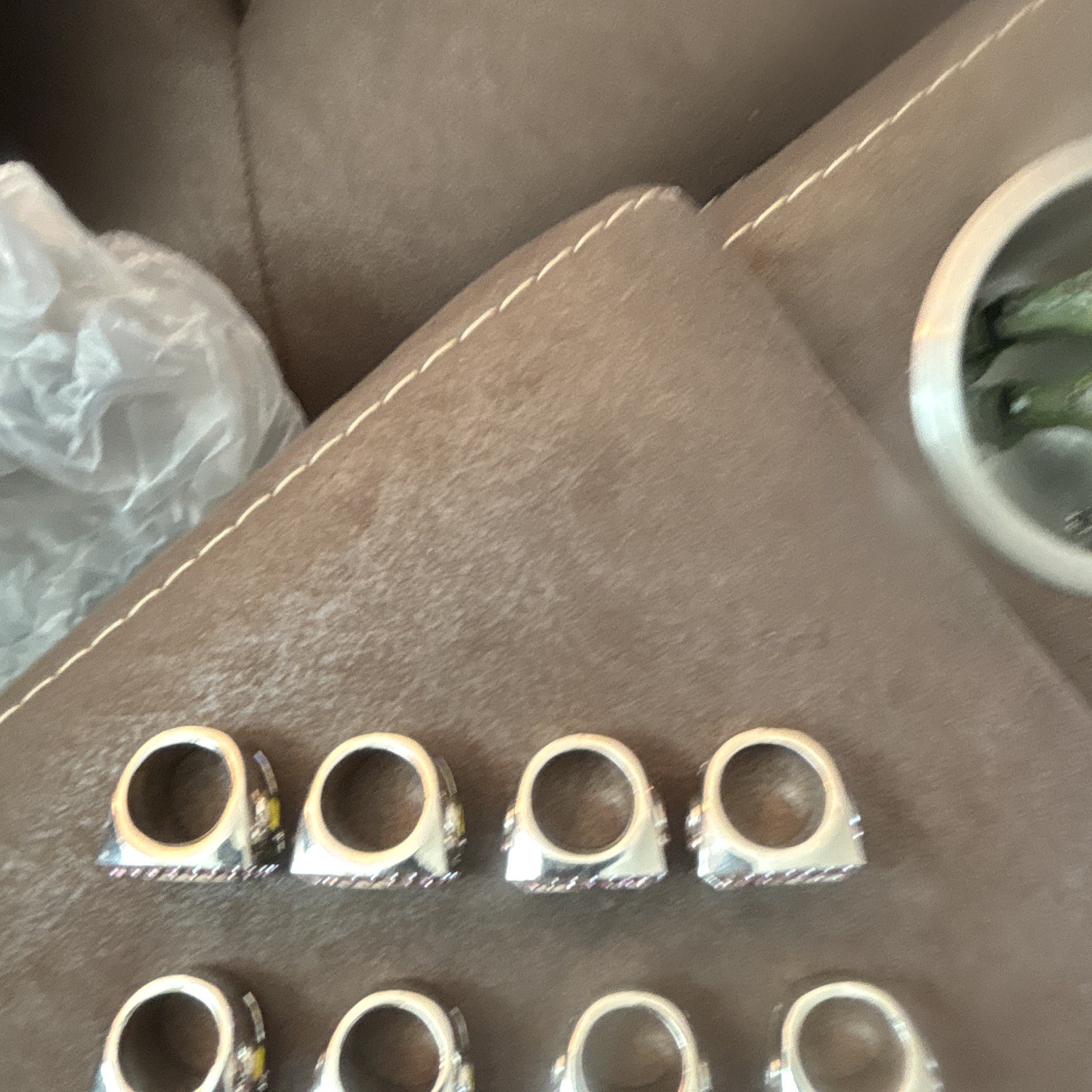 Lot Of 8 Stainless Steel Rings Size Small Silver Tone Rectangle Face