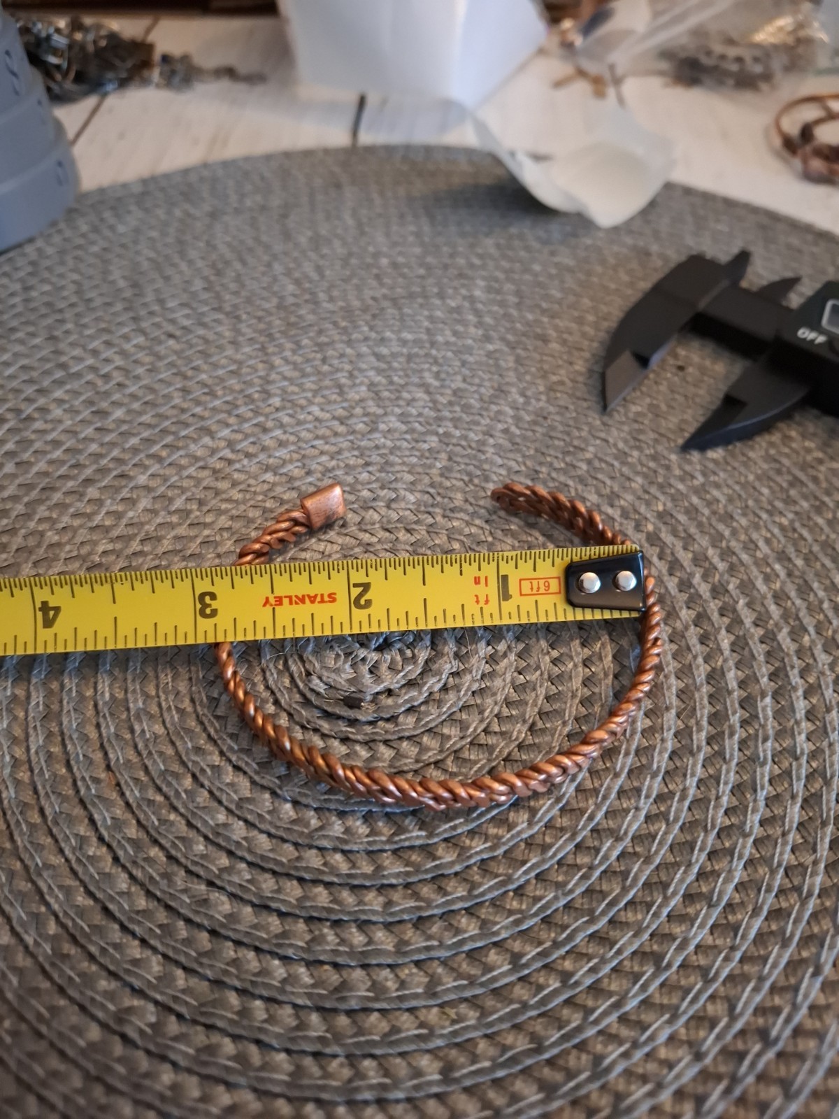 100% Copper Bracelet Handmade Rustic Braided Adjustable. Made In The USA