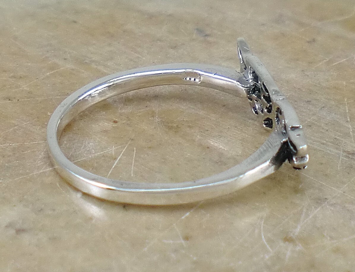 CUTE 925 STERLING SILVER ANGEL WINGS RING size 9 style# r2763