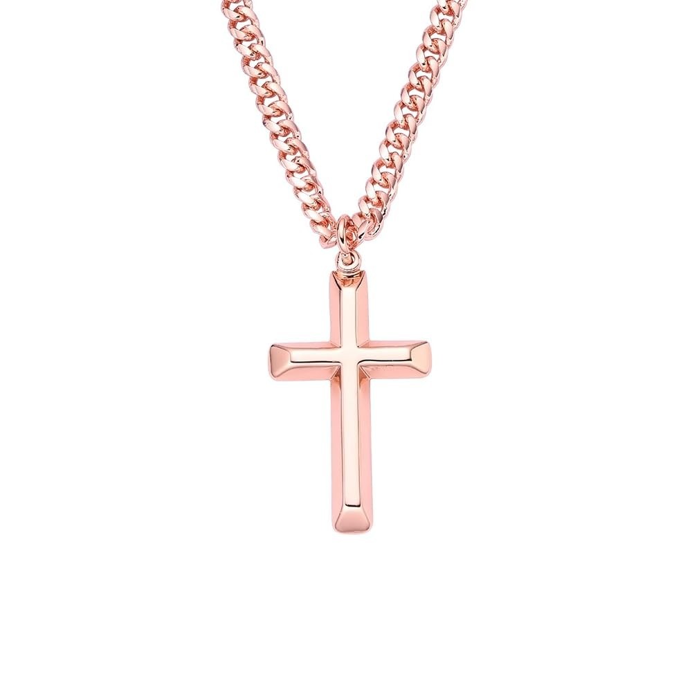 Copper Cross Necklace for Men & Boys – 99.9% Pure Copper Pendant & Chain, 18″-24