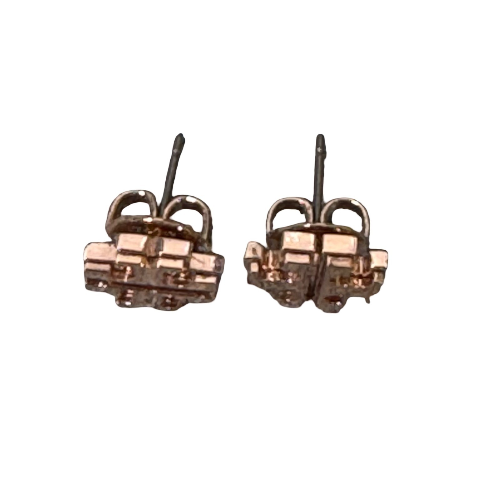 Tory Burch Rose Gold Logo Stud Earrings Pierced Ears Everyday Wear Signed