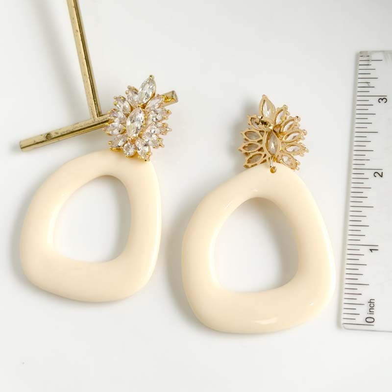 New Zara CZ Resin Loop Drop Statement Earrings Women Party Vacation Jewelry Gift