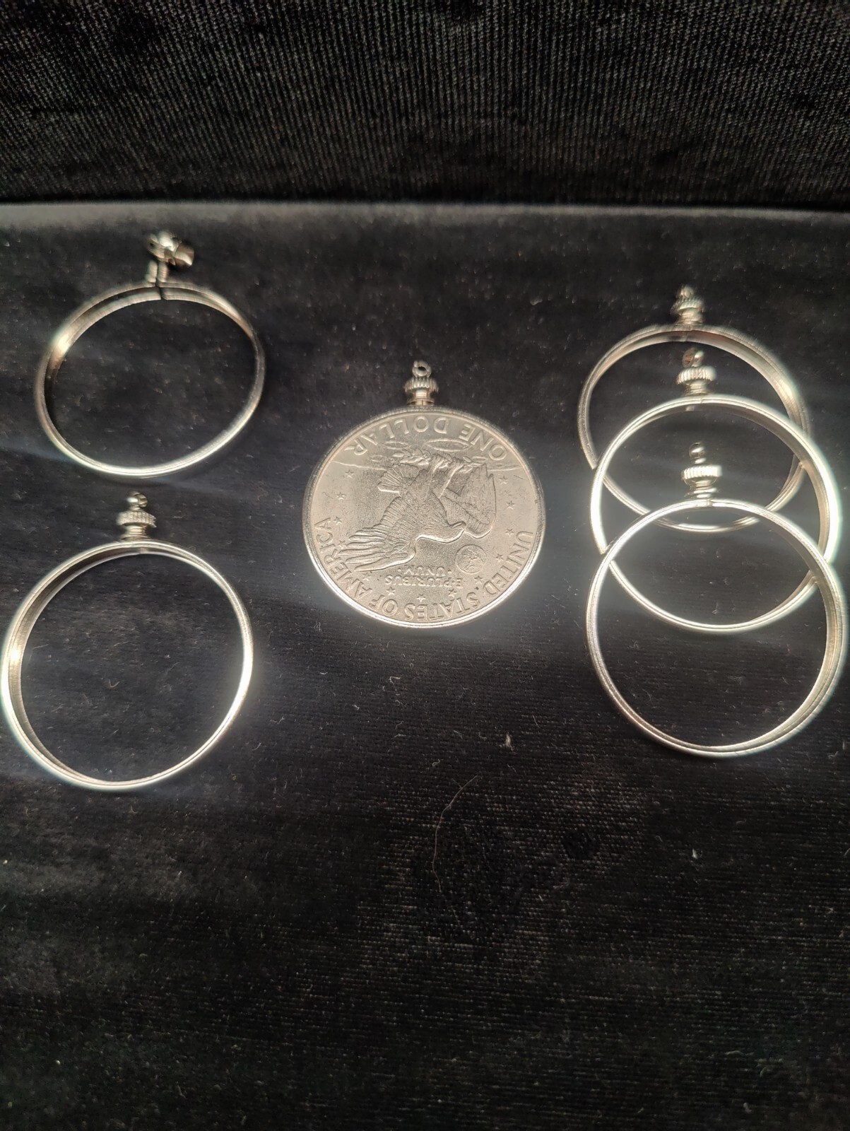 5pcs NicklePlated $1 Coin Holder Pendant Style Necklace Holder Free Ship USA