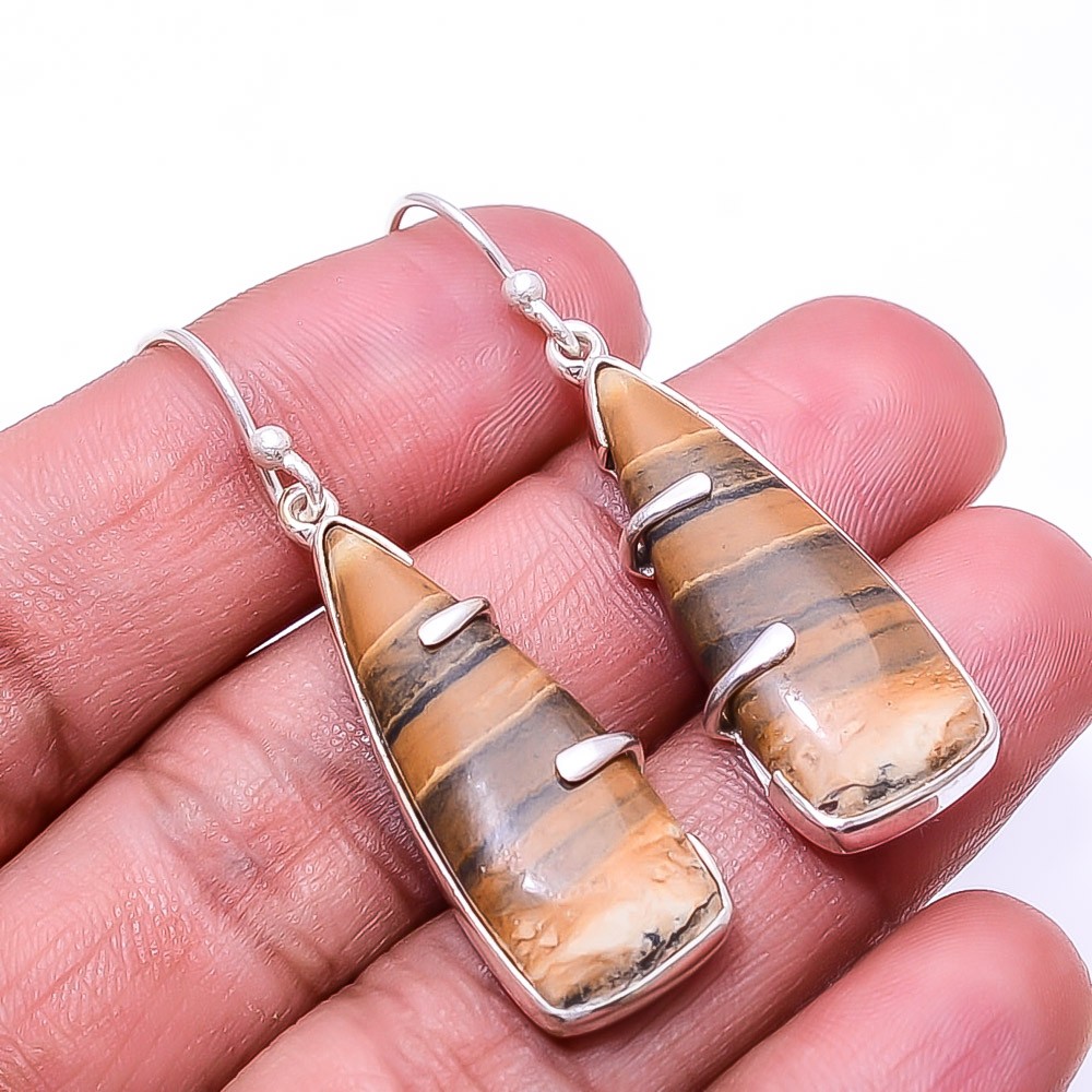 Natural Picture Jasper 925 Sterling Silver Earring 1.76″ E68, Christmas Gift