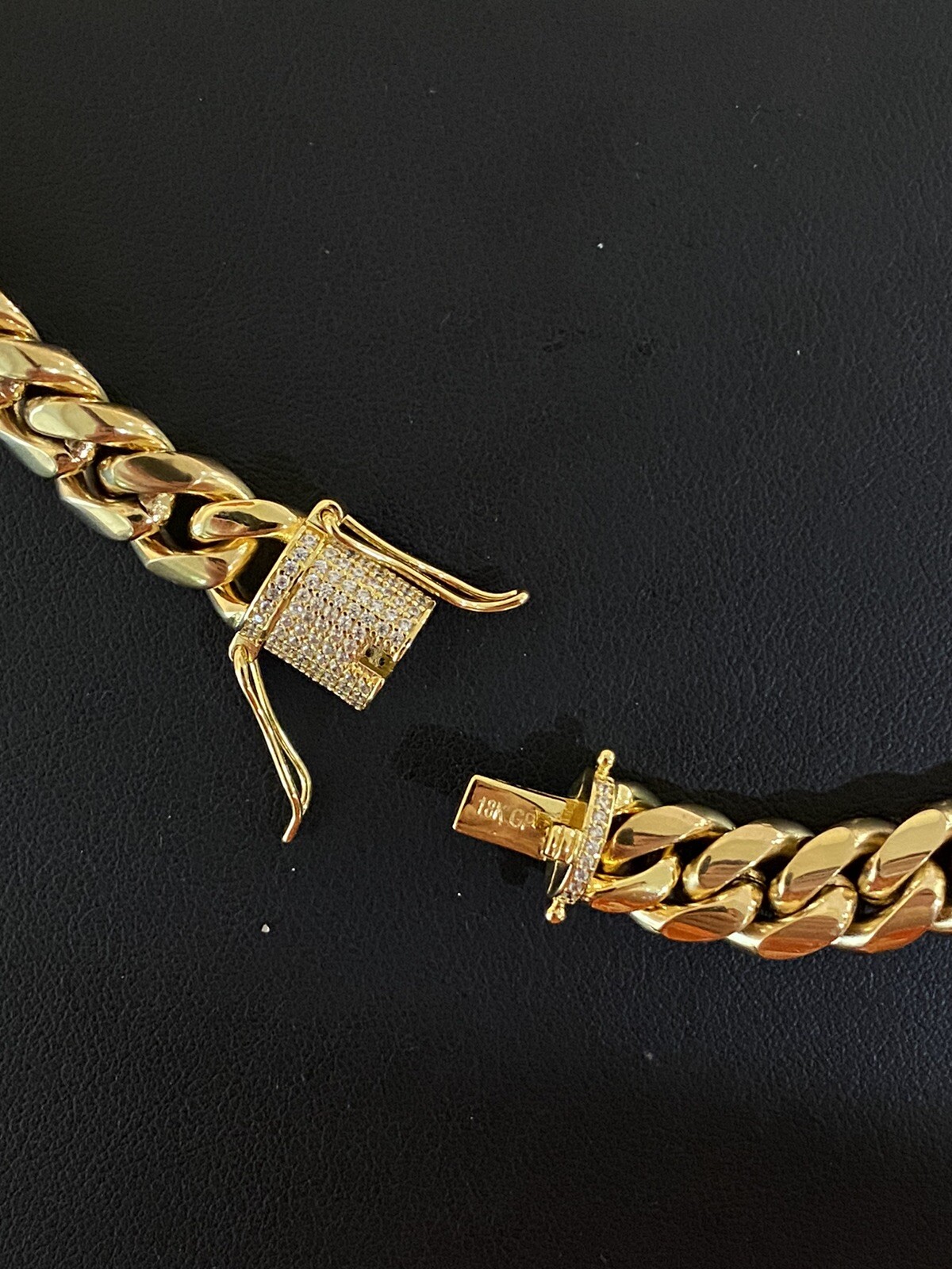 Miami Cuban Chain 18k Gold Plated Stainless Mens Hip Hop Choker Iced CZ Clasp