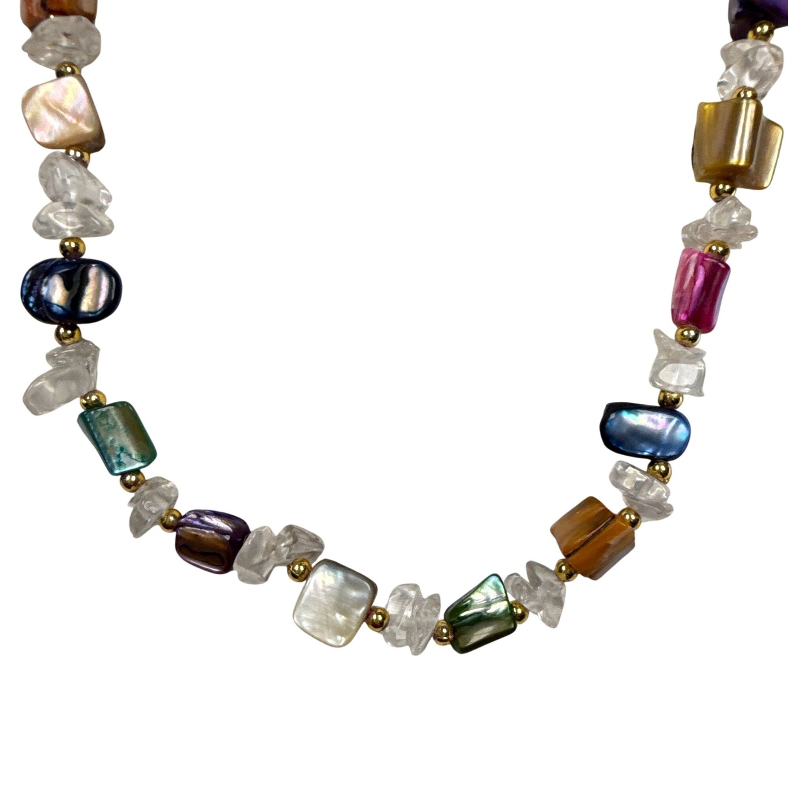 Multicolor Stone Beaded Necklace Barrel Clasp Gemstone Jewelry Bohemian