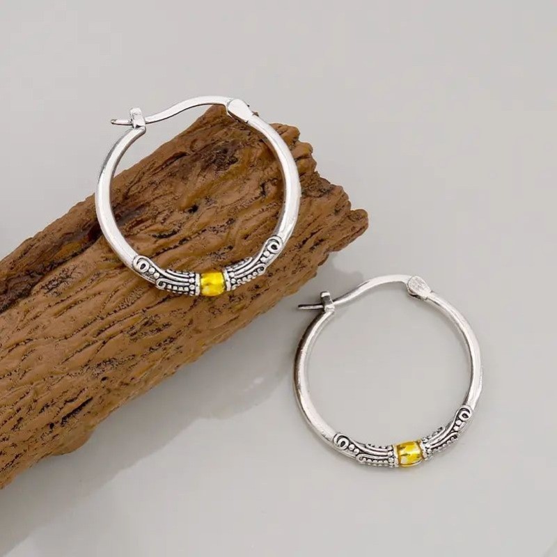 Vintage Textured Hoop Earrings Boho Ethnic Jewelry Daily Wear Accessory Gift