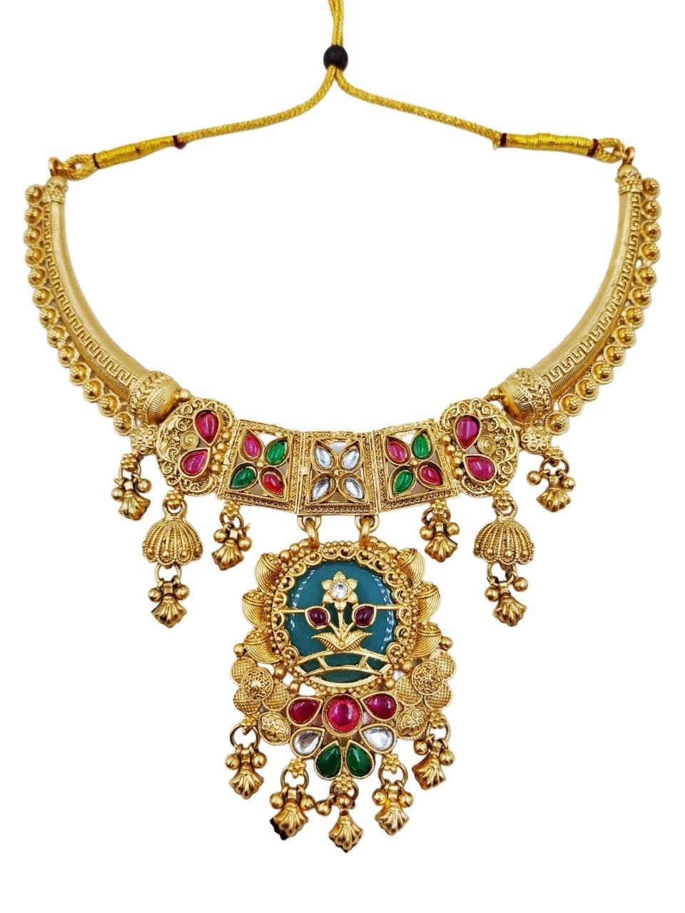 Indian Necklace Jewelry Bollywood Gold Heritage Bridal Earring Kundan Choker Set