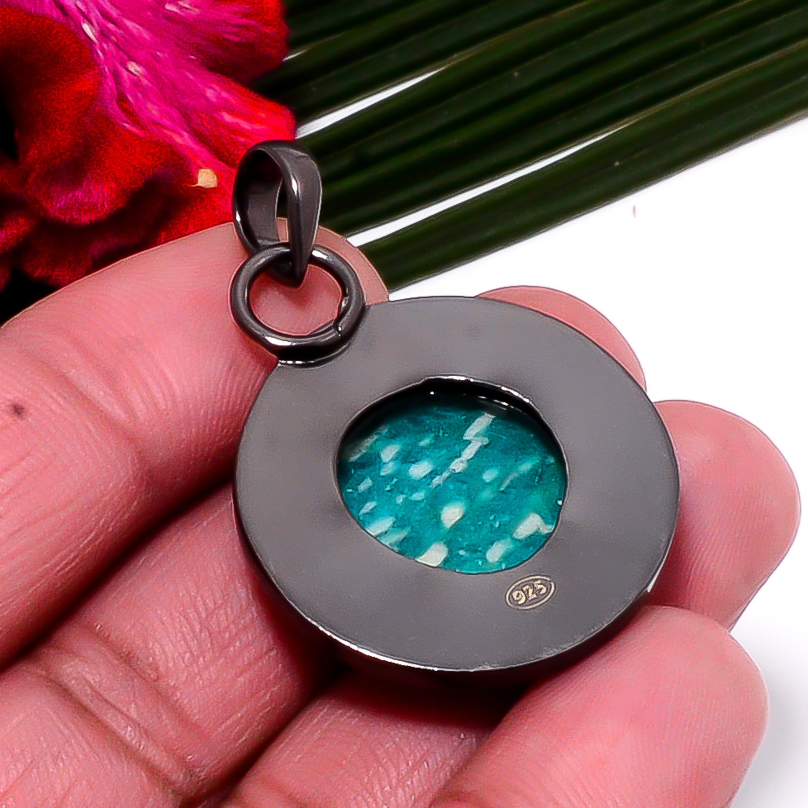 Amazonite – Colorado Mines Gold Plated 925 Sterling Silver Pendant 1.64″ Sku5