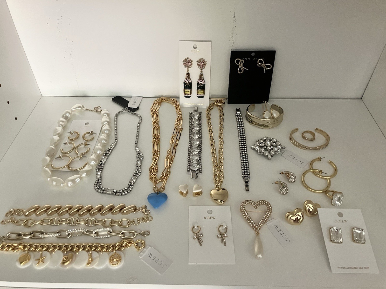 Brand New Current 25 Piece Lot Of J Crew Retail Necklaces, Earrings And Bracelet