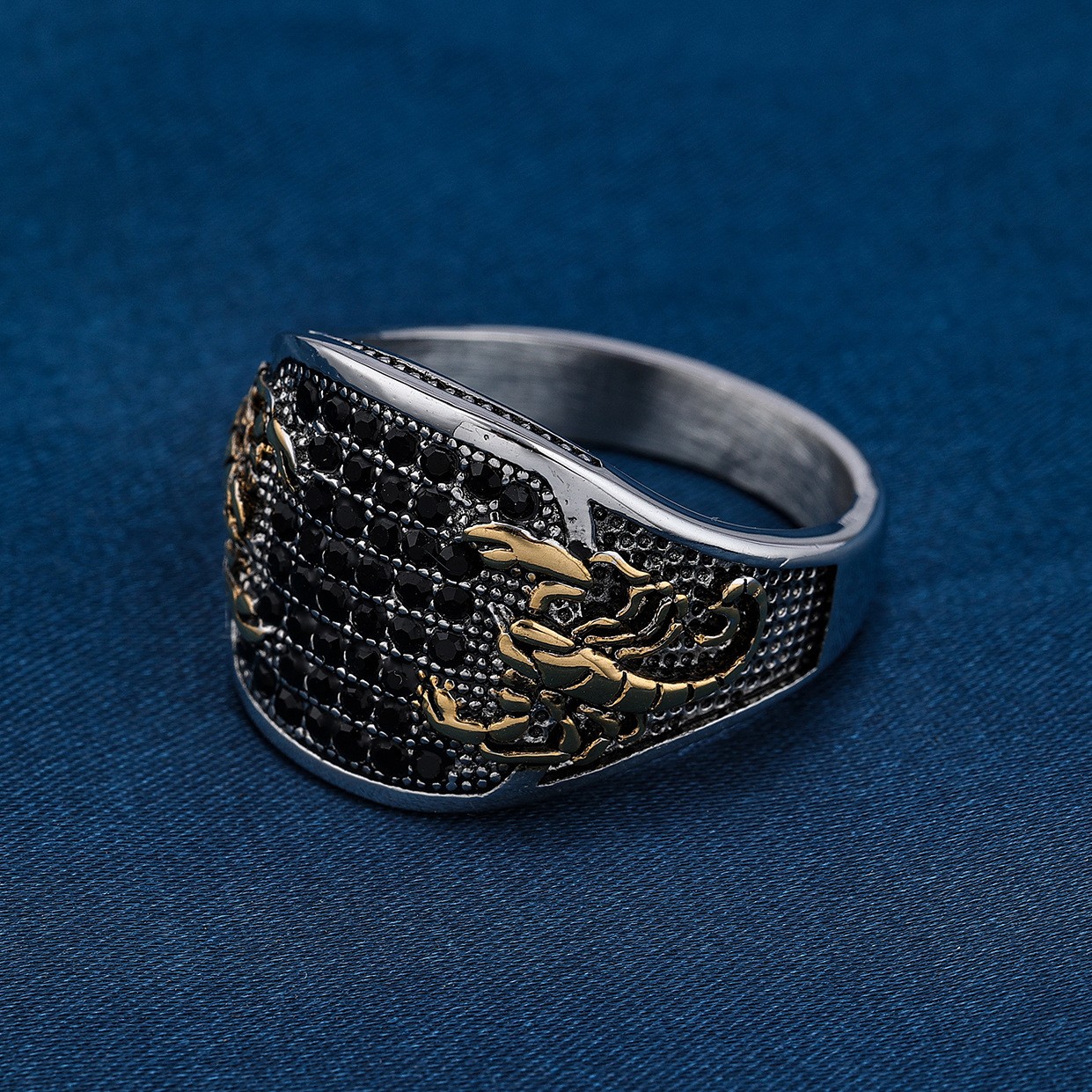 JXC Mens Women Gold Tone CZ Scorpio Zodiac Scorpion Ring Size 6 7 8 9 10 11-15