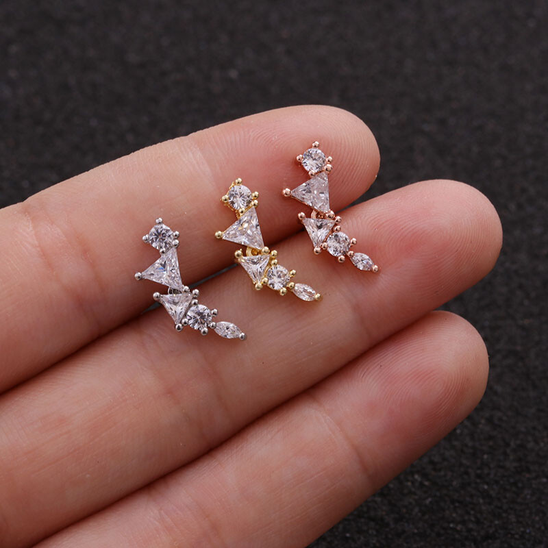 Beautiful Gold Silver Rose Cartilage Helix Conch Earrings Surgical steel B6