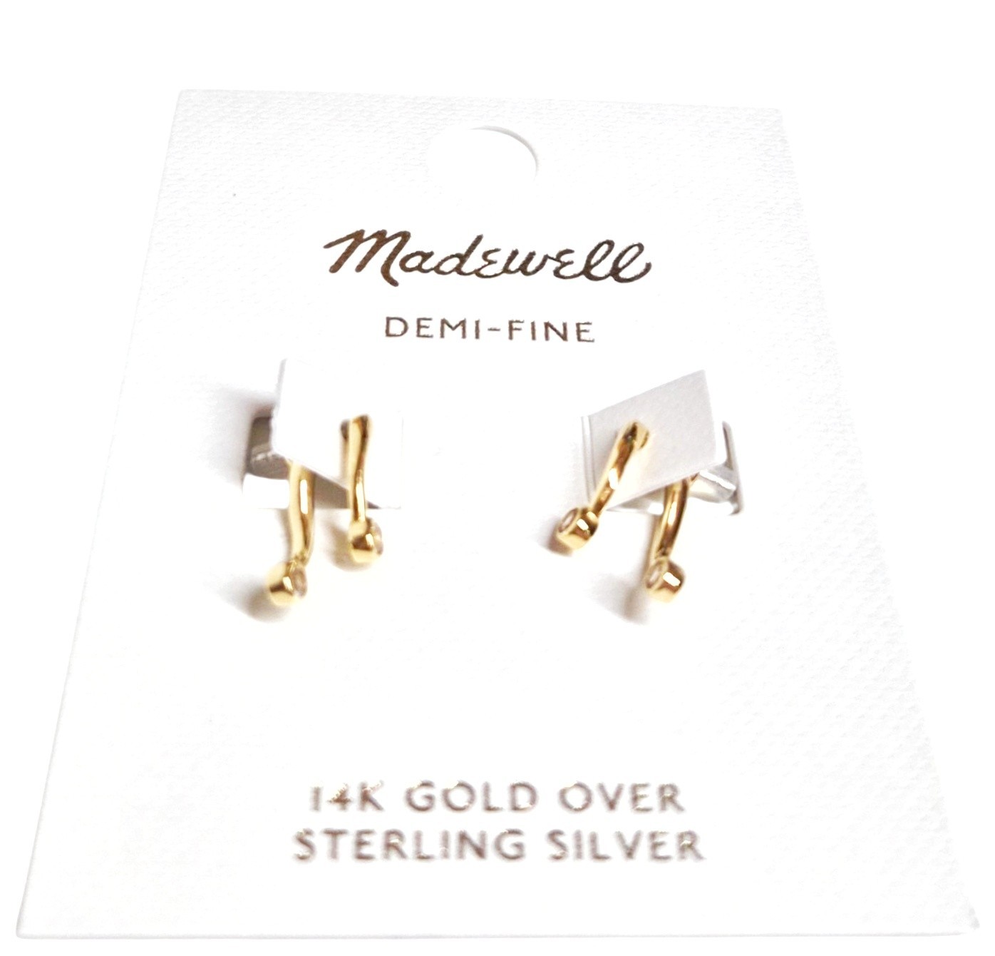 Madewell Demi Fine Crystal Twisted Front Back Earrings White Sapphire NY800 New