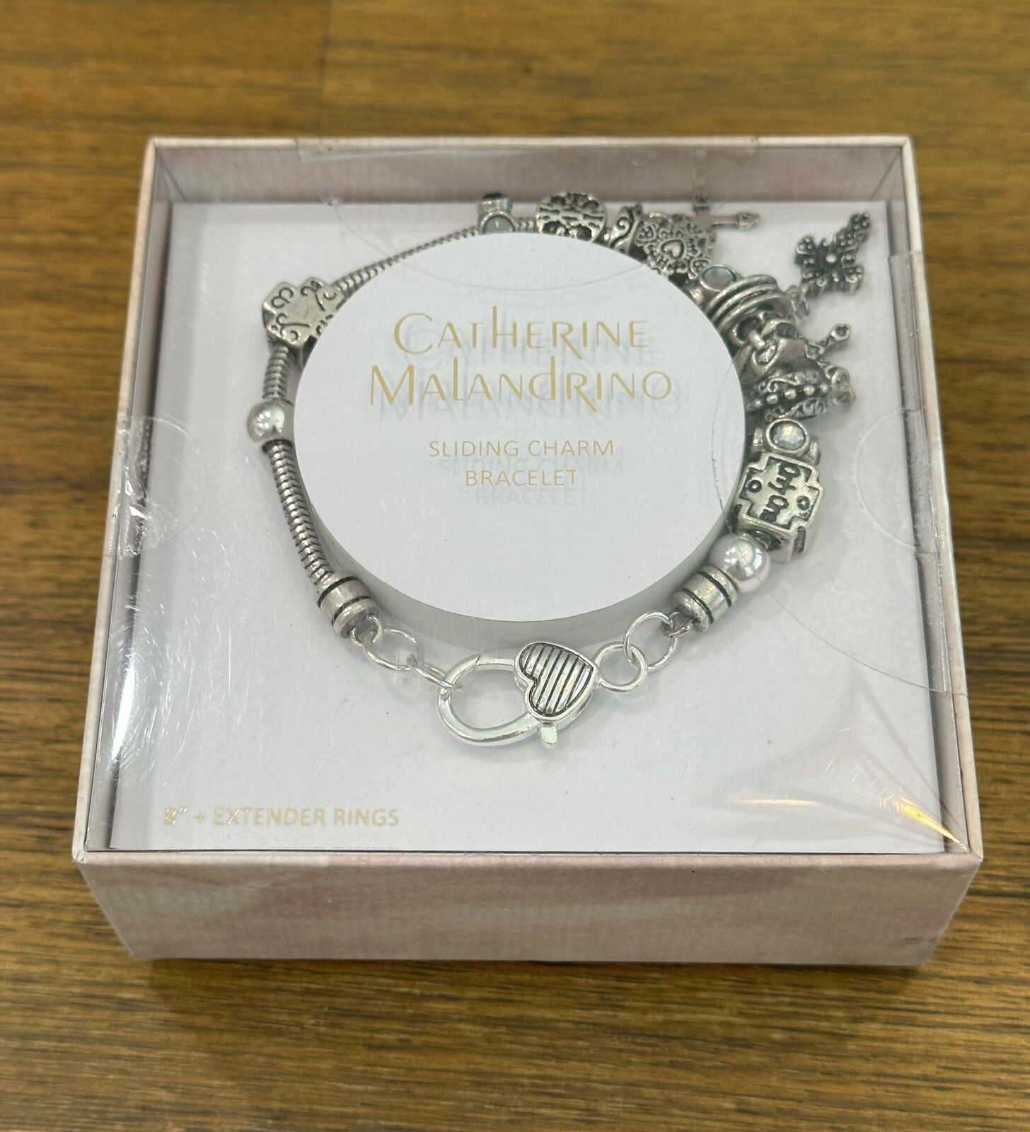 Catherine Malandrino Sliding Charm Bracelet Silver Sister Jewelry New In Box