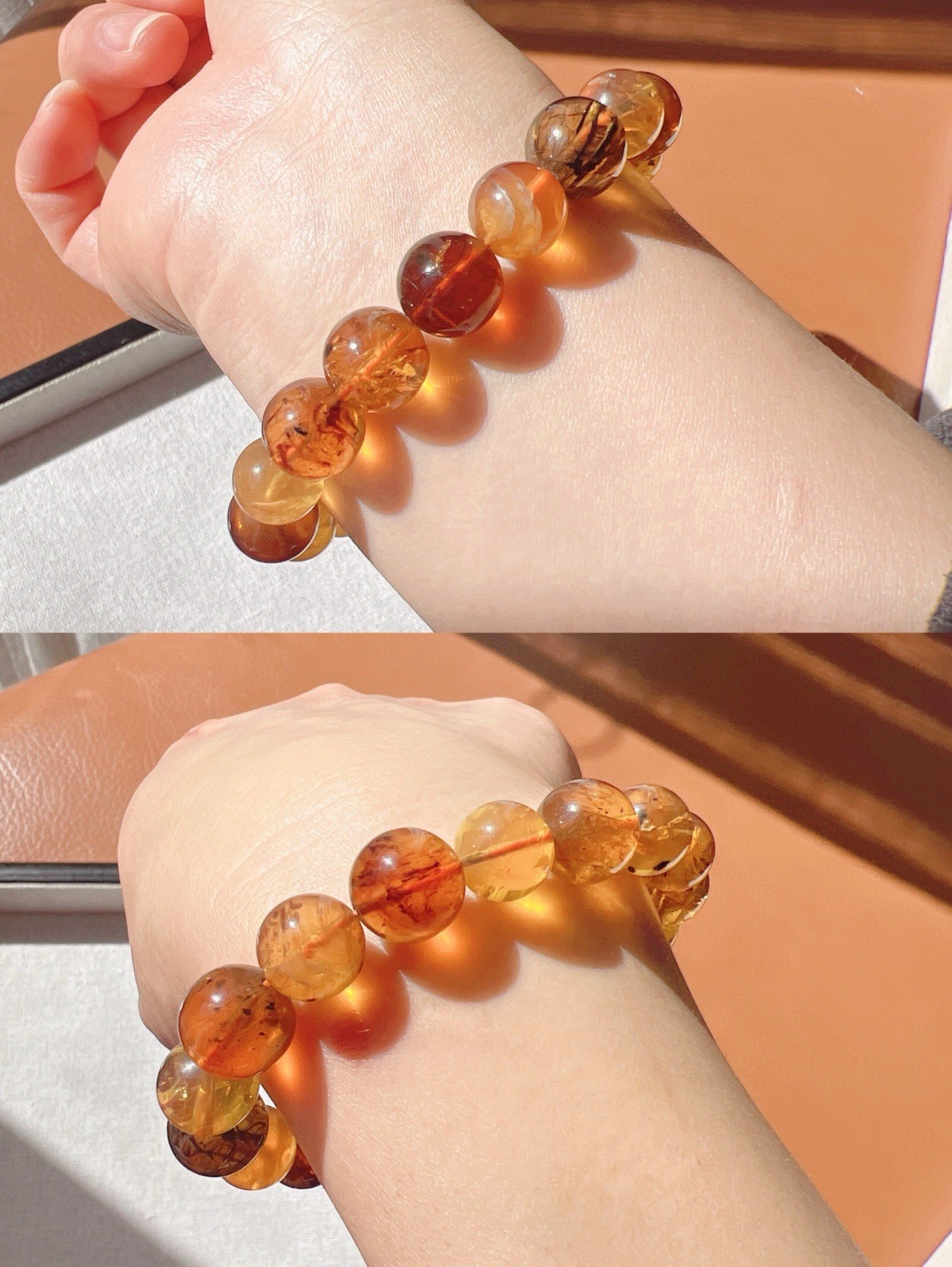 Beautiful Natural Real Amber Beaded Bracelet , 11.5mm Bead, Unisex Bracelet