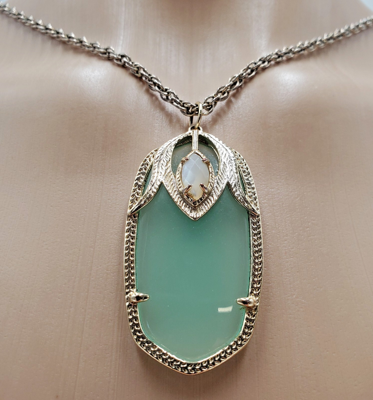 Kendrea Scott Necklace 30in Gold Tone Mint Green Chalcedony Roxanne Darby Rae