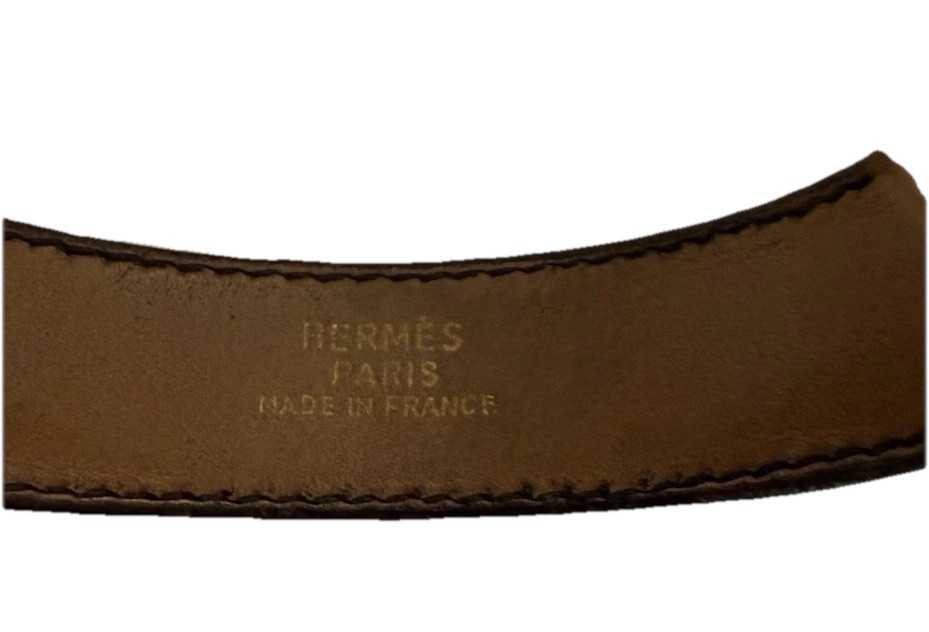 Hermes Black Leather Cuff Bracelet Made in France Signed Gold/Silver Hardware