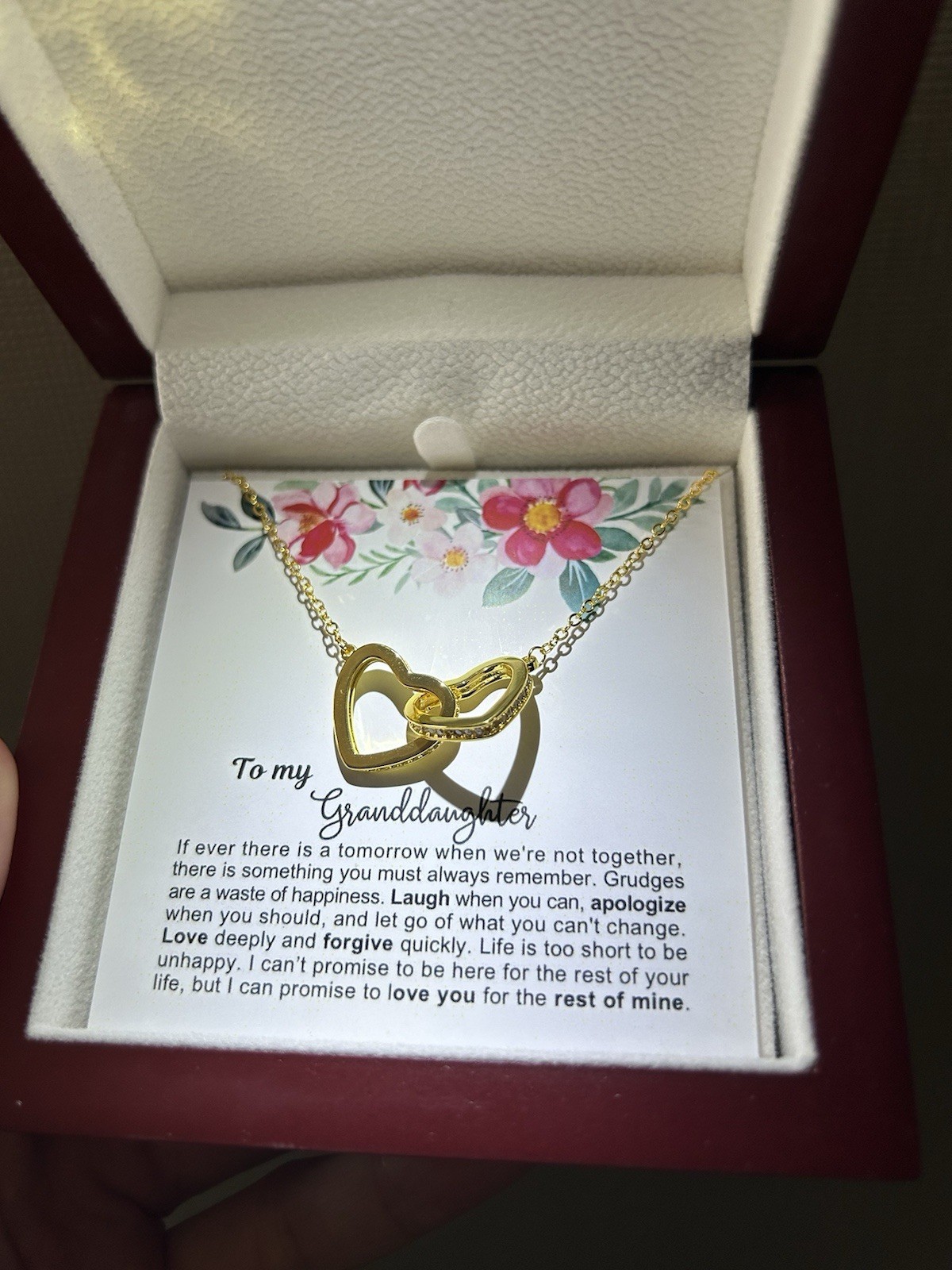 To my granddaughter linked hearts Necklace Gift Birthday Graduation Christmas
