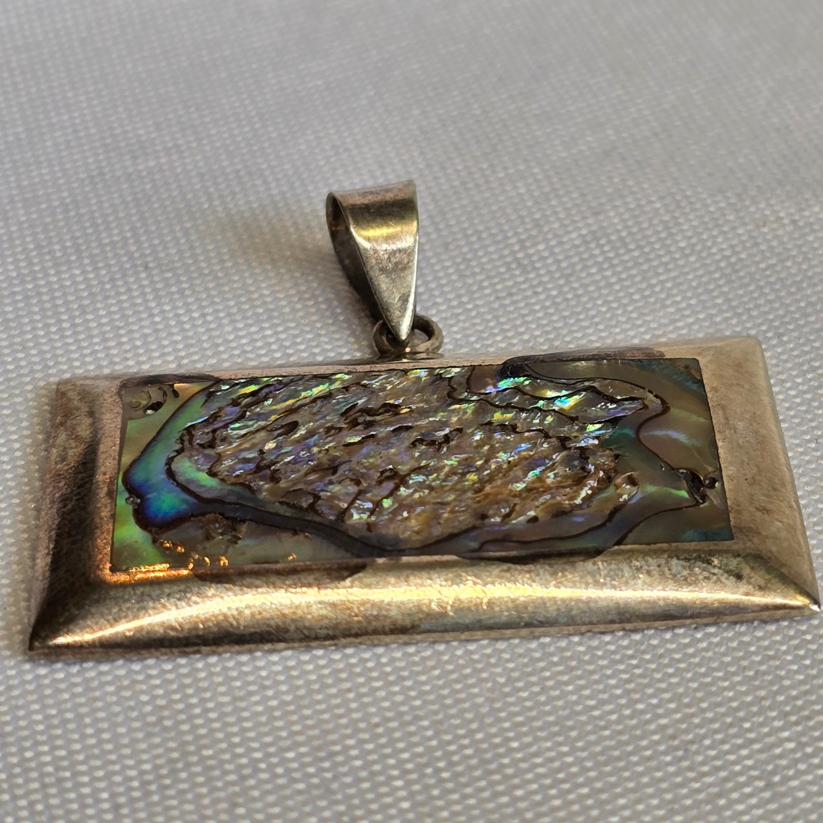 Sterling Silver Pendant 13.1g Fine Jewelry Abalone Look Charm *READ*